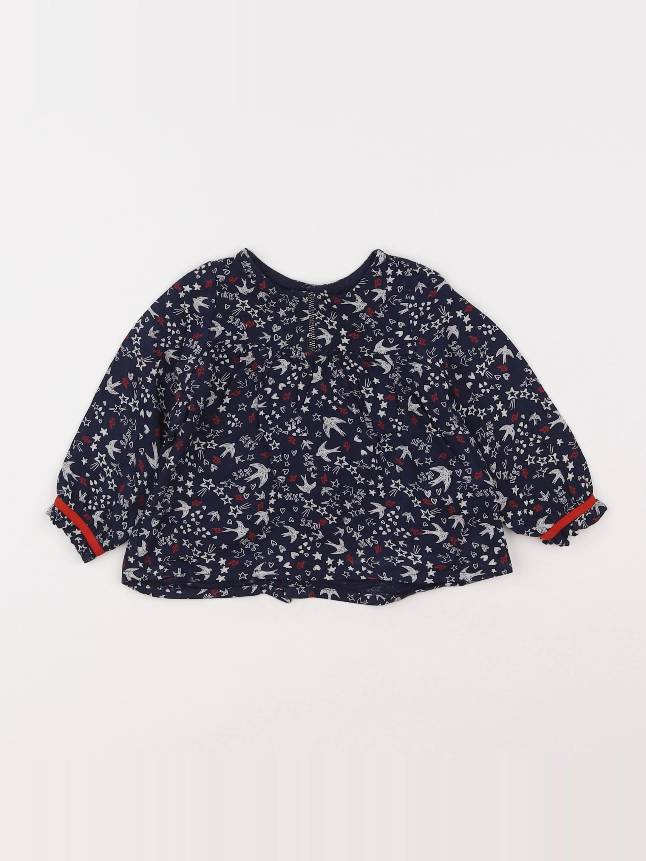 IKKS - blouse bleu - 12 mois