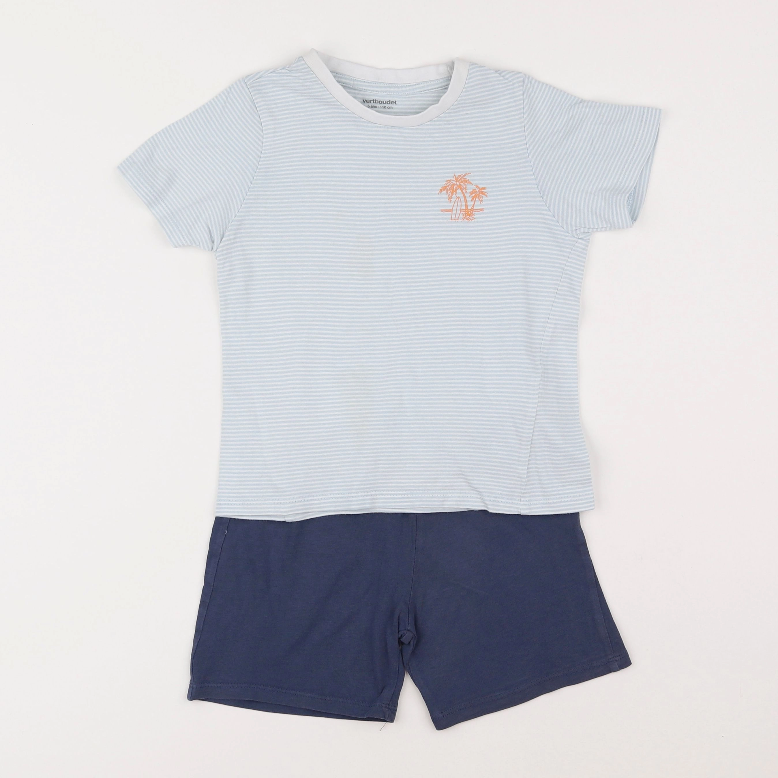 Vertbaudet - pyjama coton blanc, bleu - 5 ans