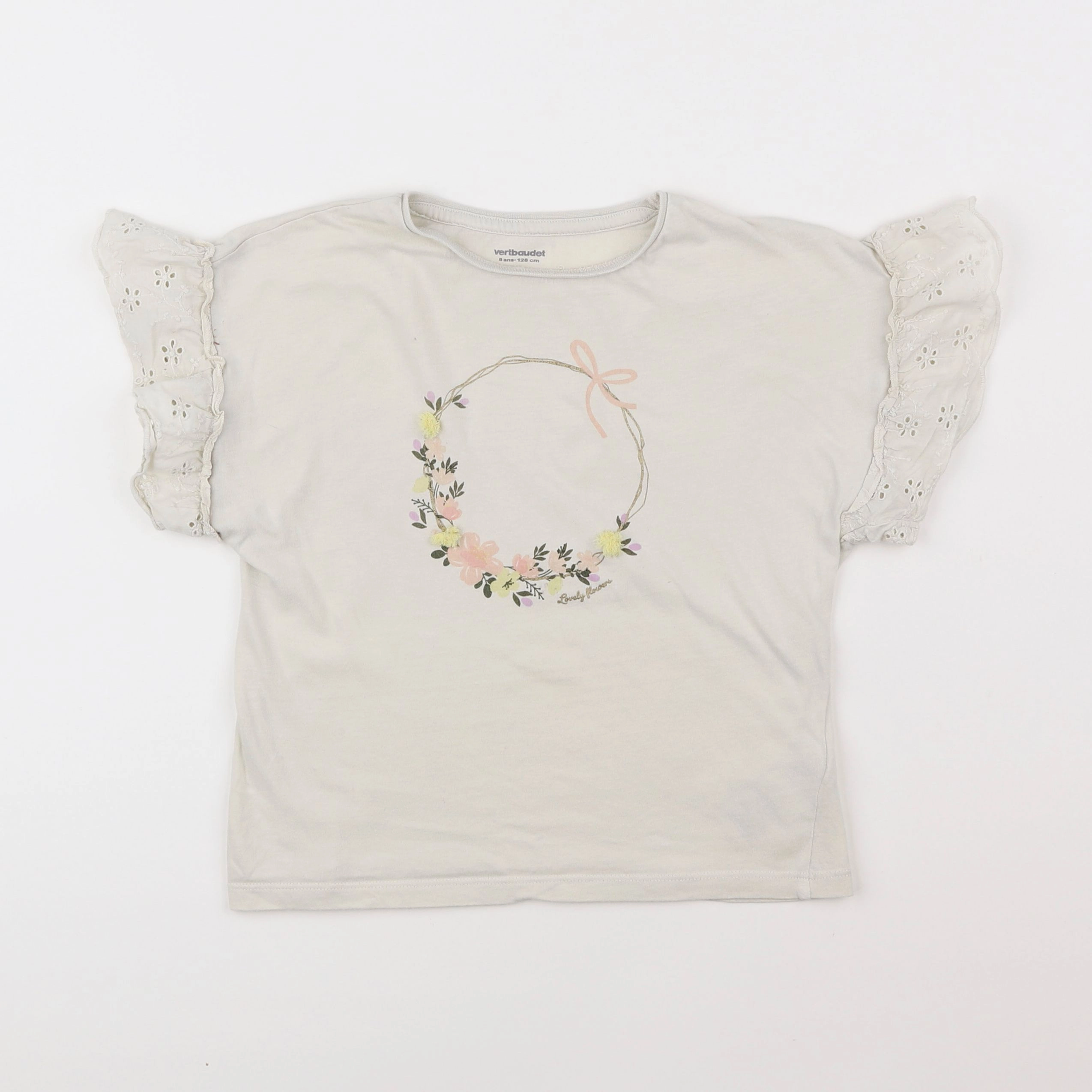 Vertbaudet - tee-shirt beige - 8 ans