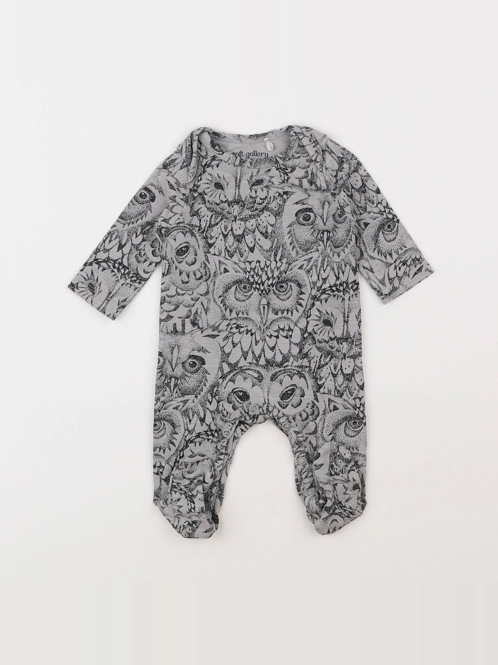 Soft Gallery - pyjama coton gris, noir - 0 mois