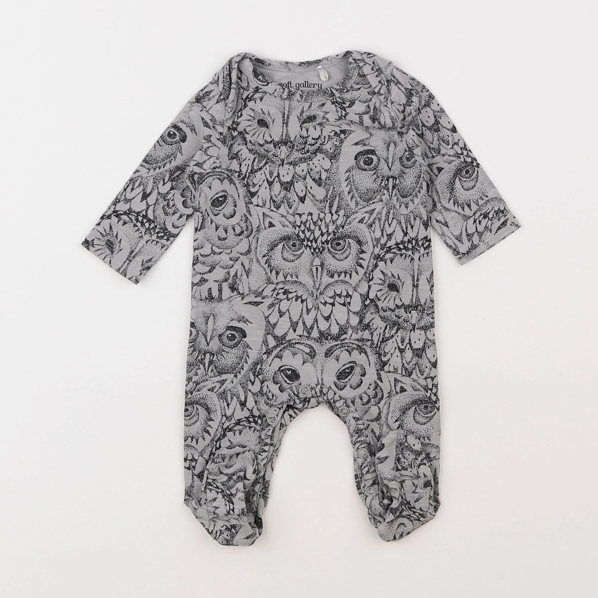 Soft Gallery - pyjama coton gris, noir - 0 mois