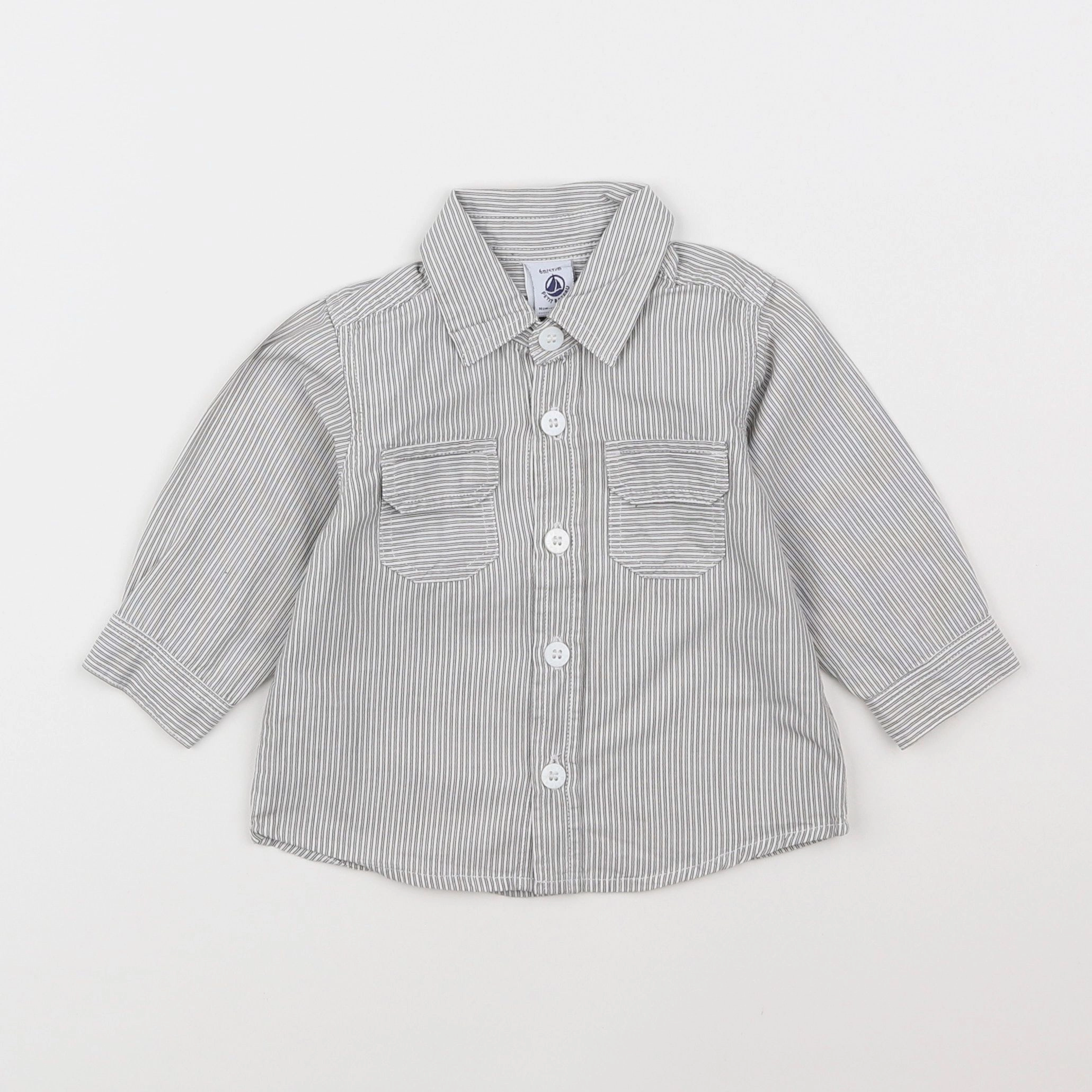 Petit Bateau - chemise gris - 6 mois