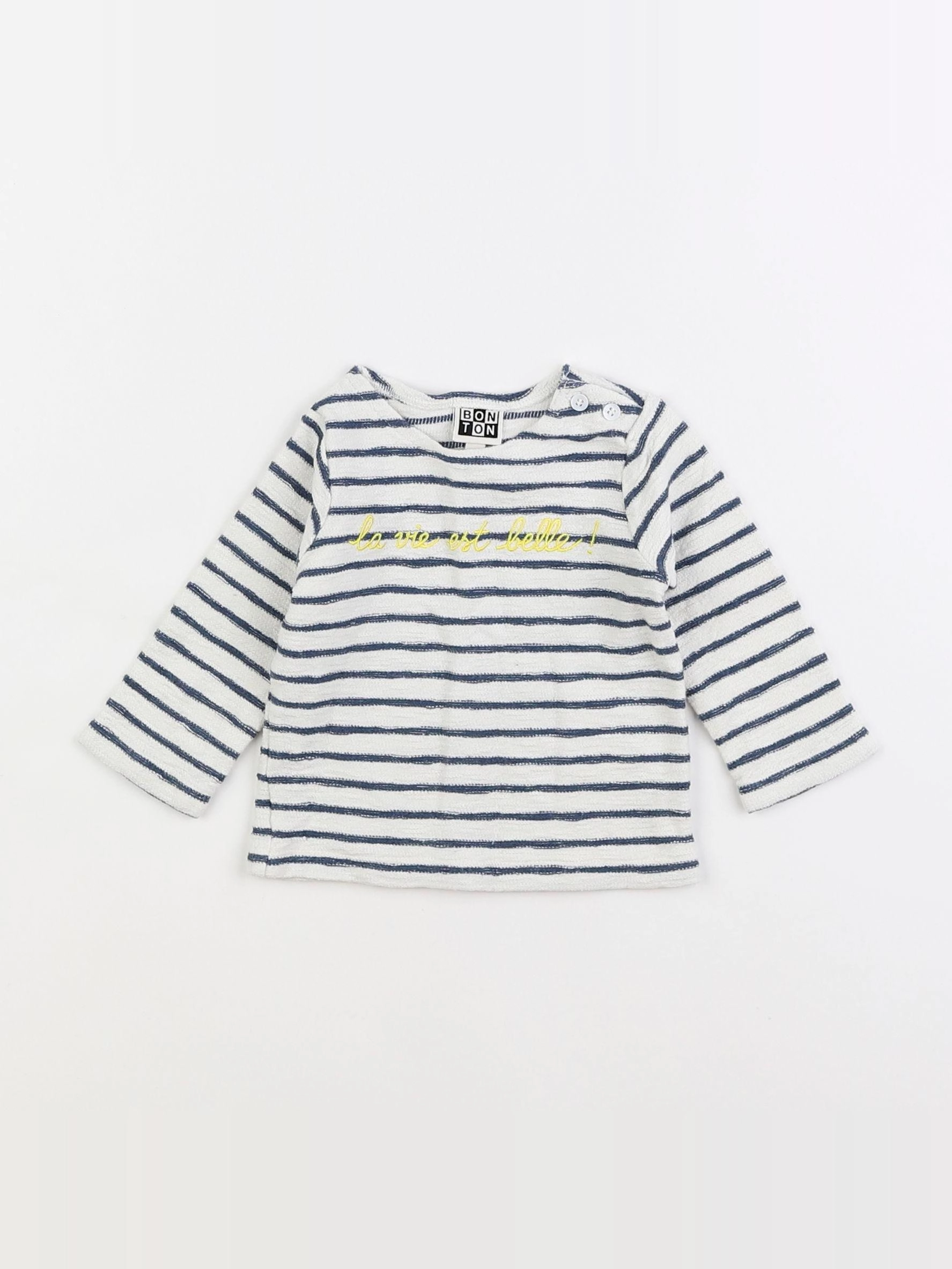 Bonton - tee-shirt bleu - 6 mois