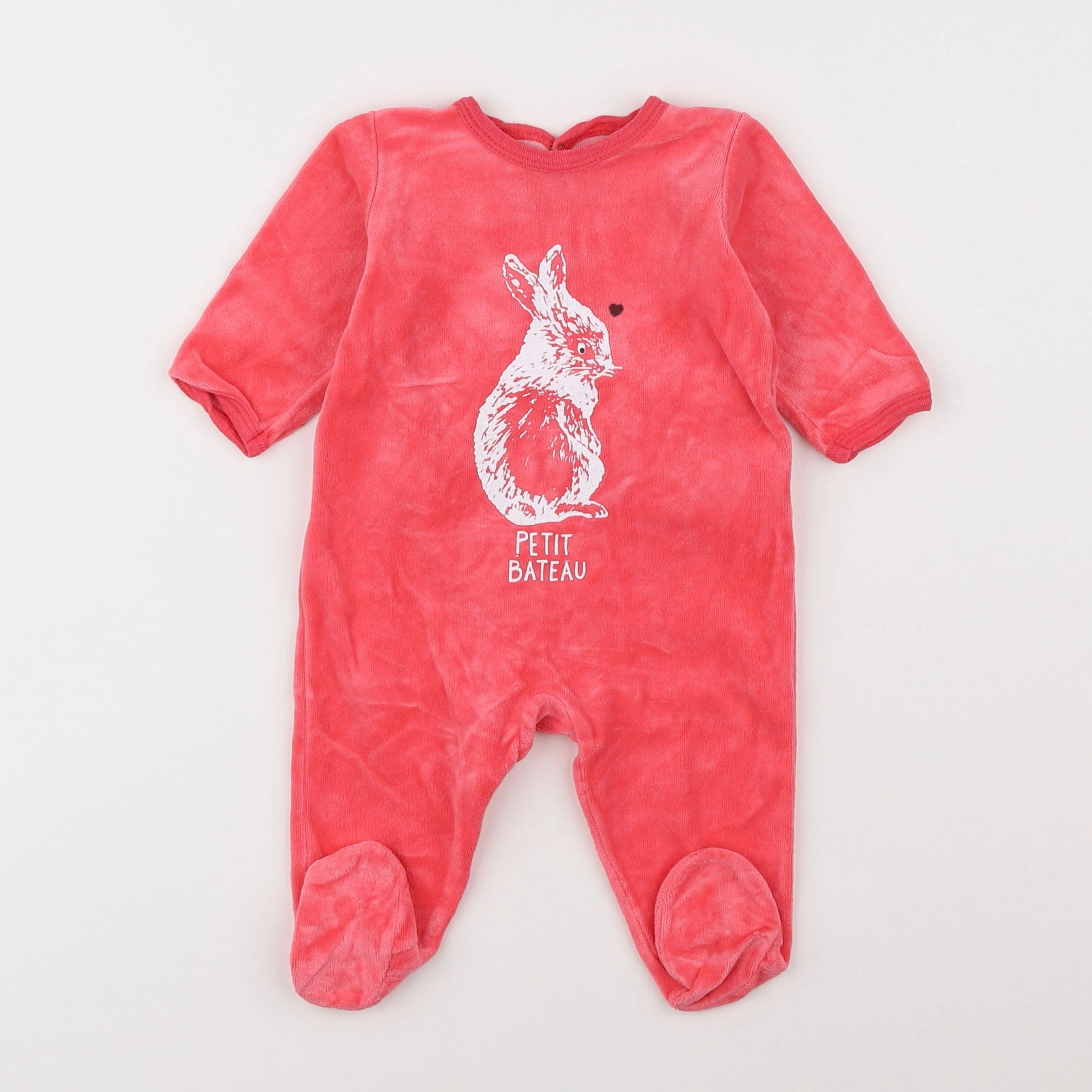 Petit Bateau - pyjama velours rose - 3 mois