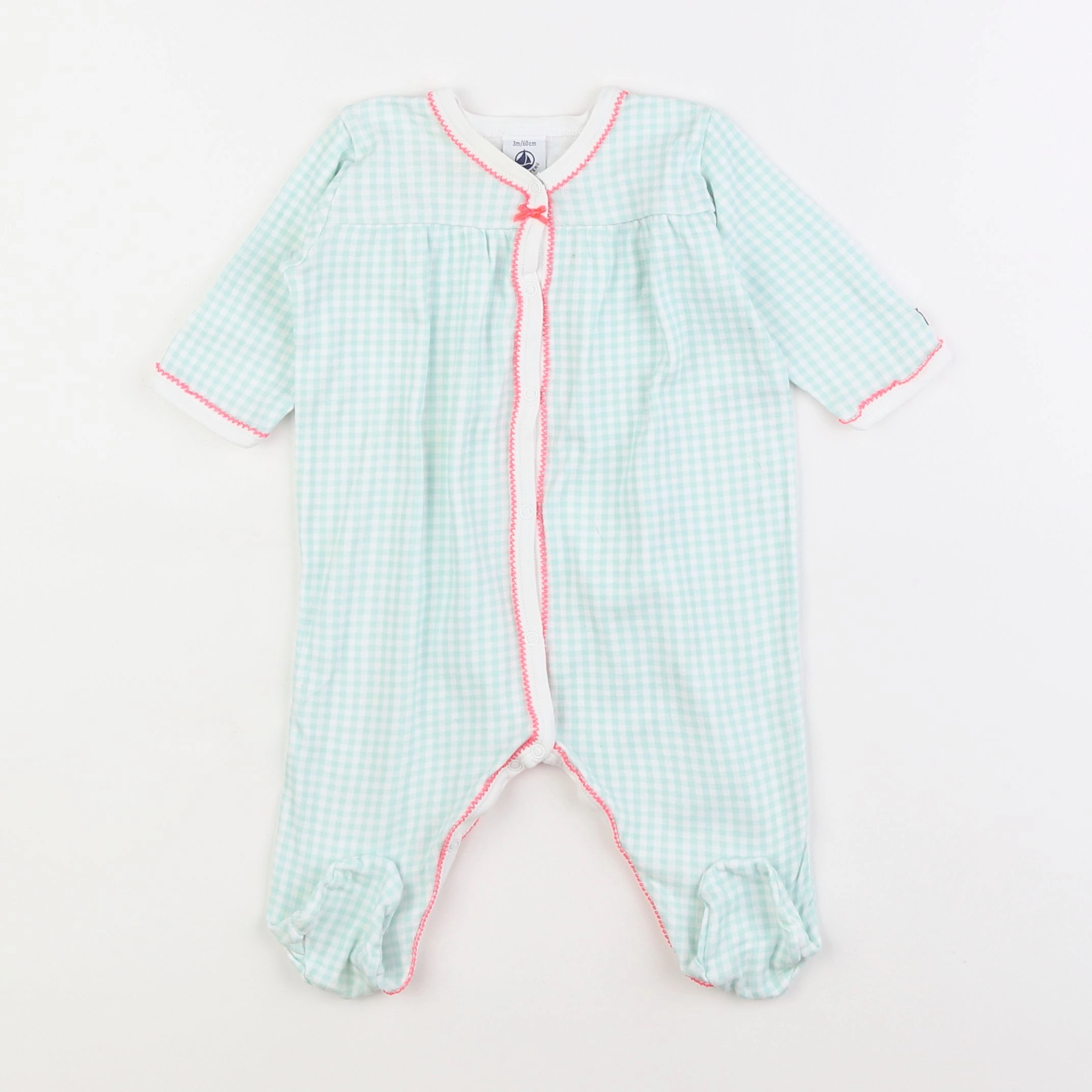 Petit Bateau - pyjama coton vert - 3 mois