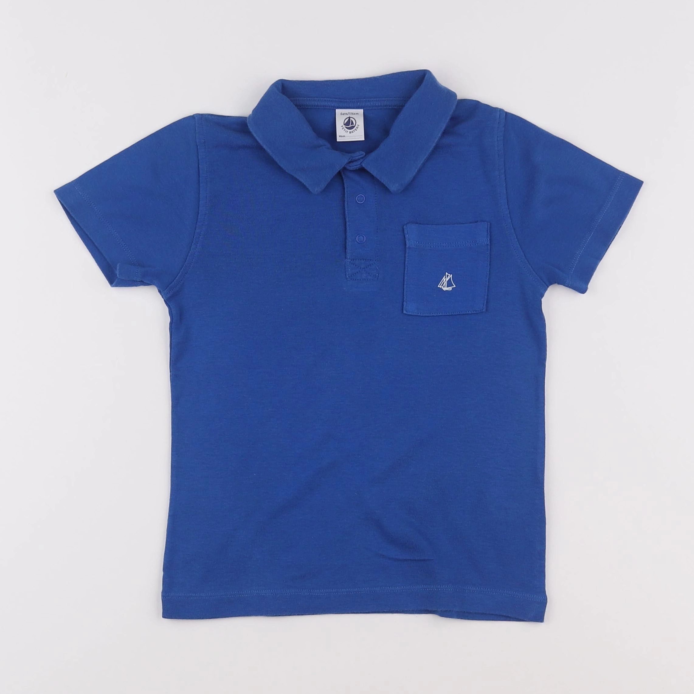 Petit Bateau - polo bleu - 6 ans