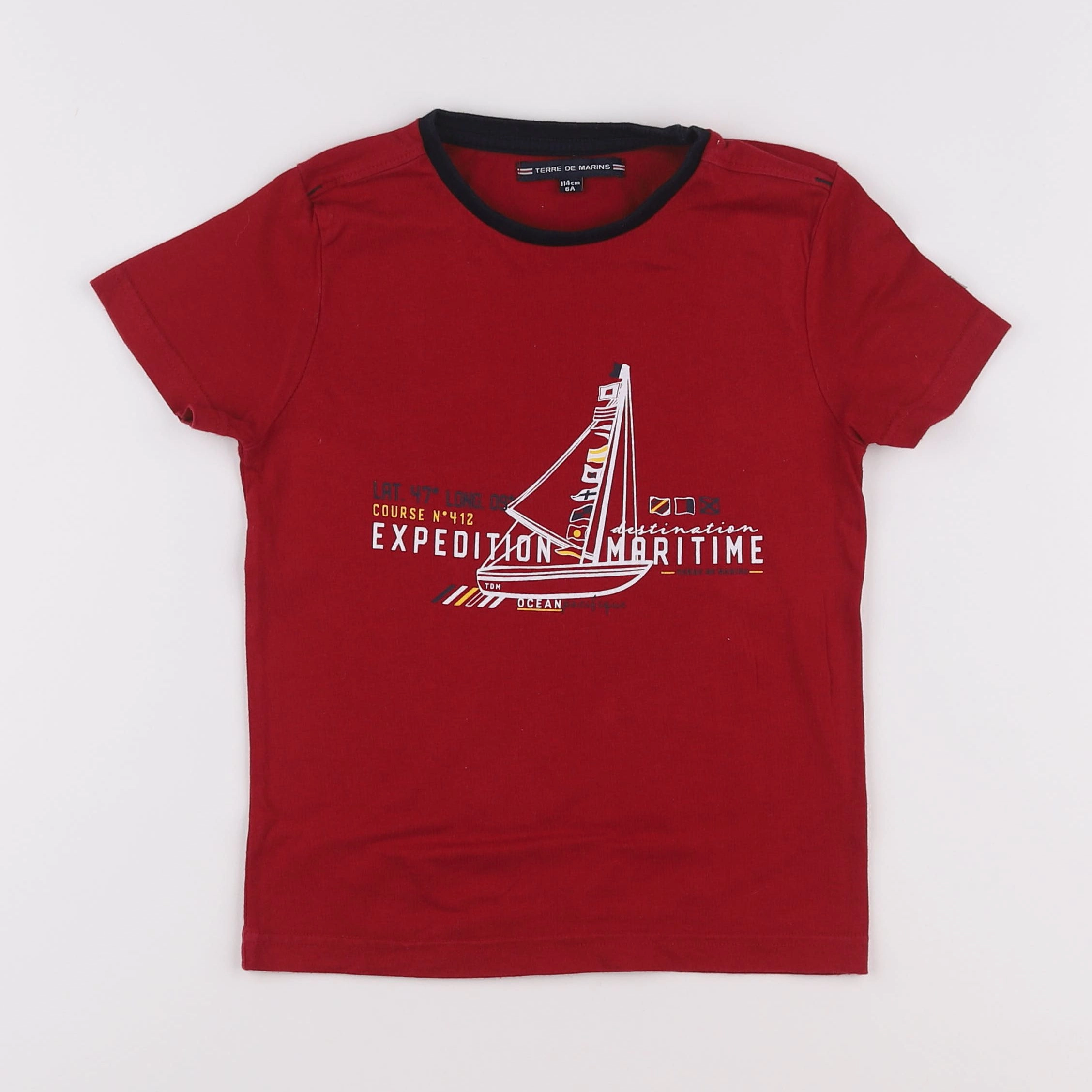 Terre de marins - tee-shirt rouge - 5 ans