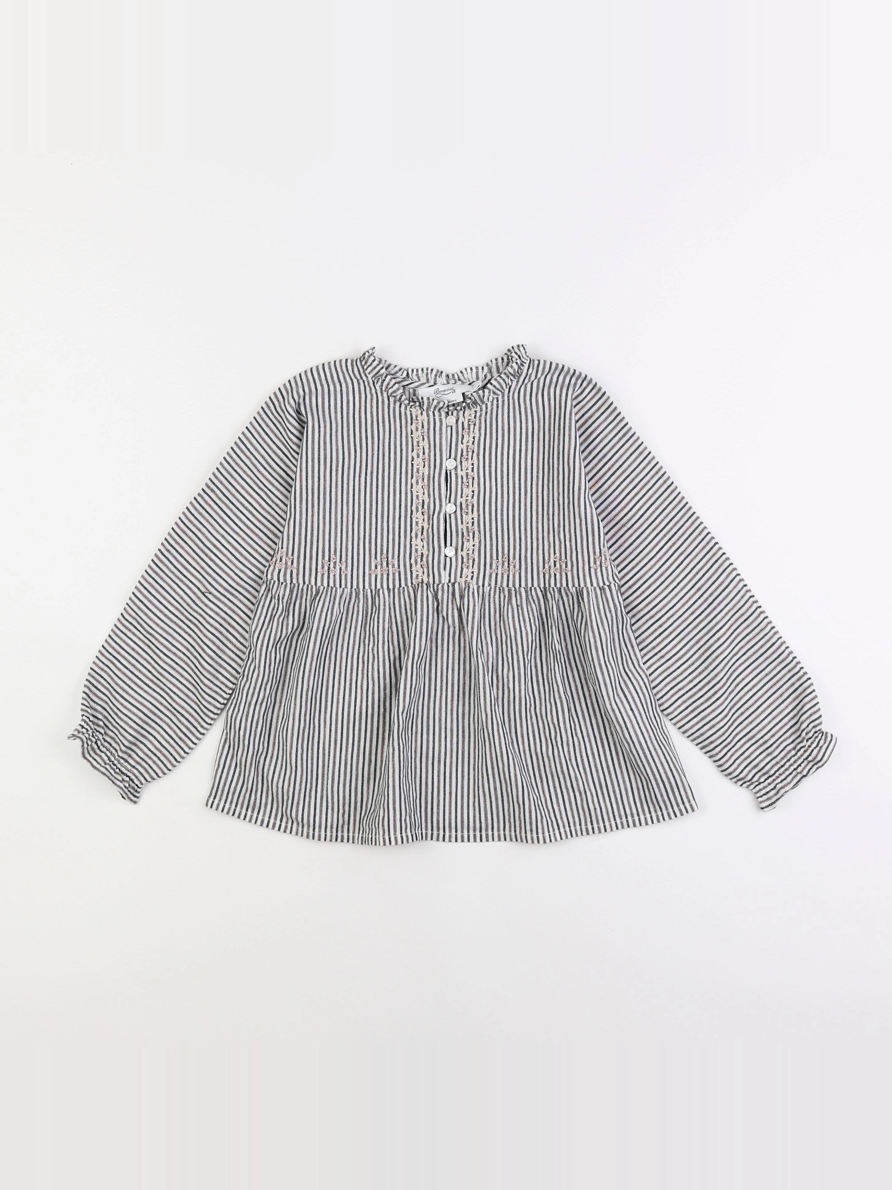 Bonpoint - blouse blanc, gris - 6 ans