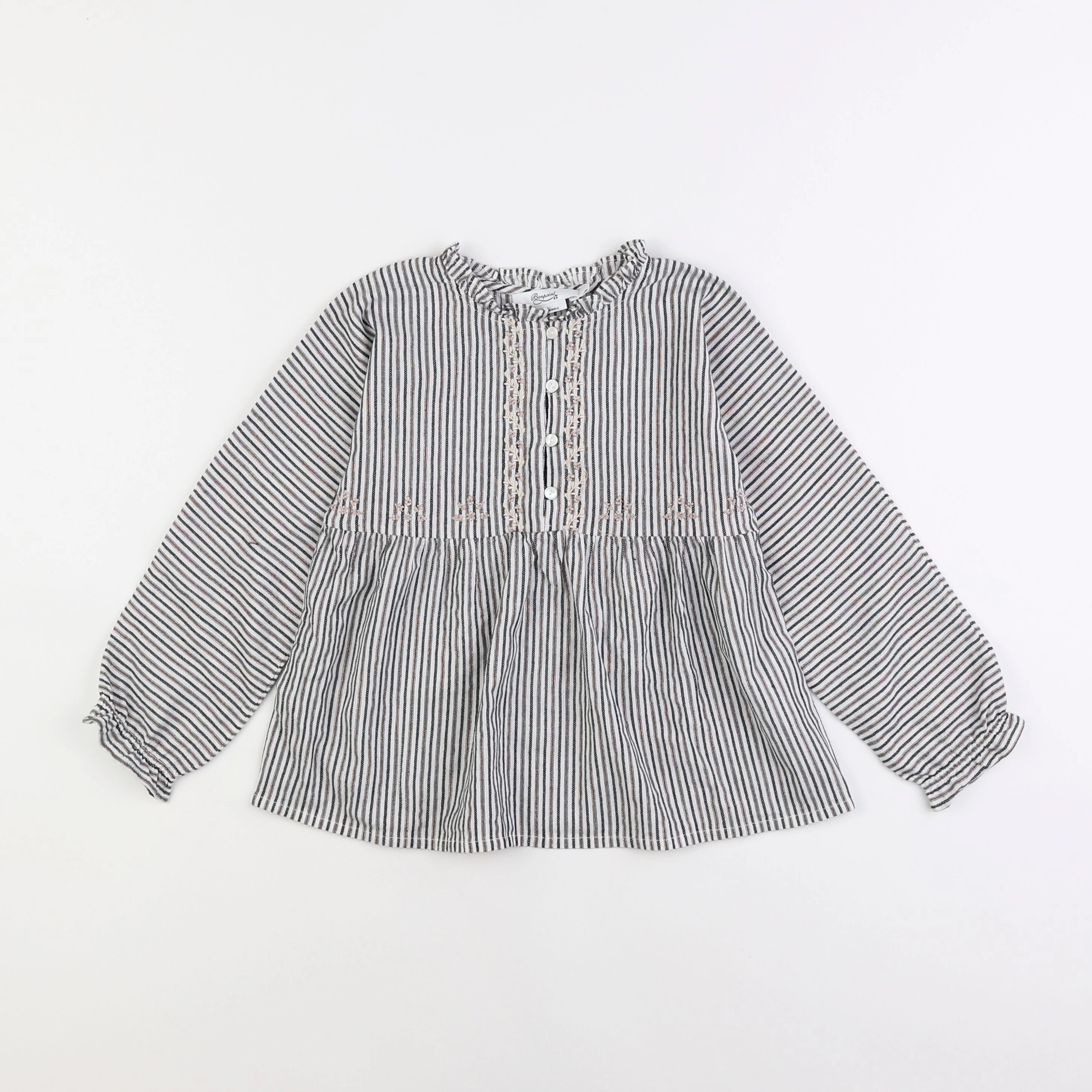 Bonpoint - blouse blanc, gris - 6 ans