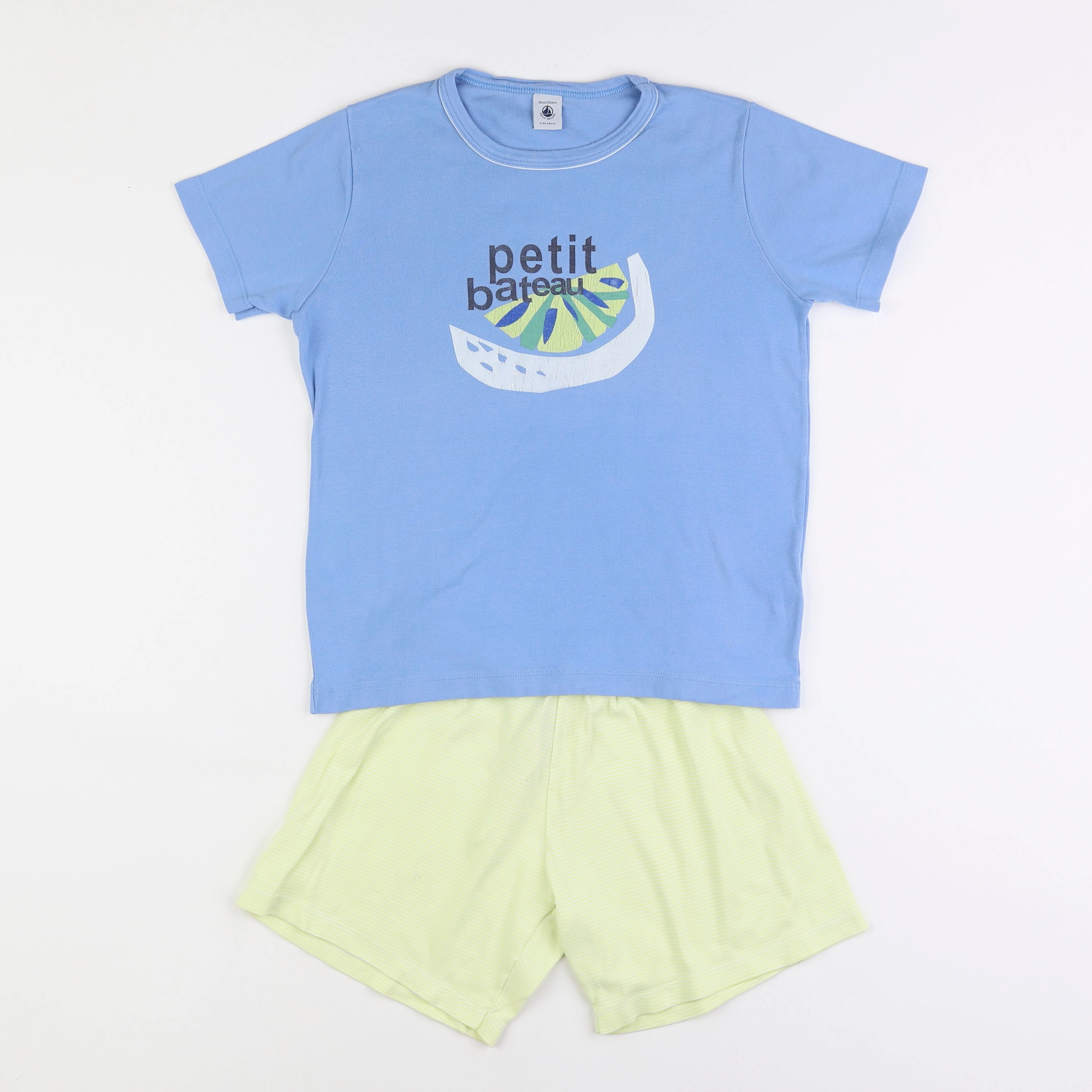 Petit Bateau - pyjama coton jaune, bleu - 10 ans