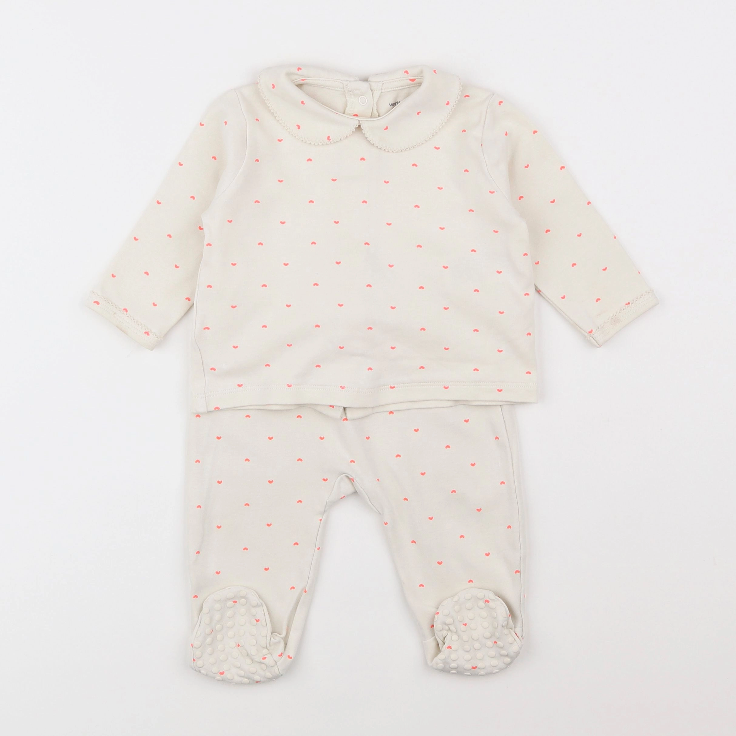 Vertbaudet - pyjama coton beige - 9 mois