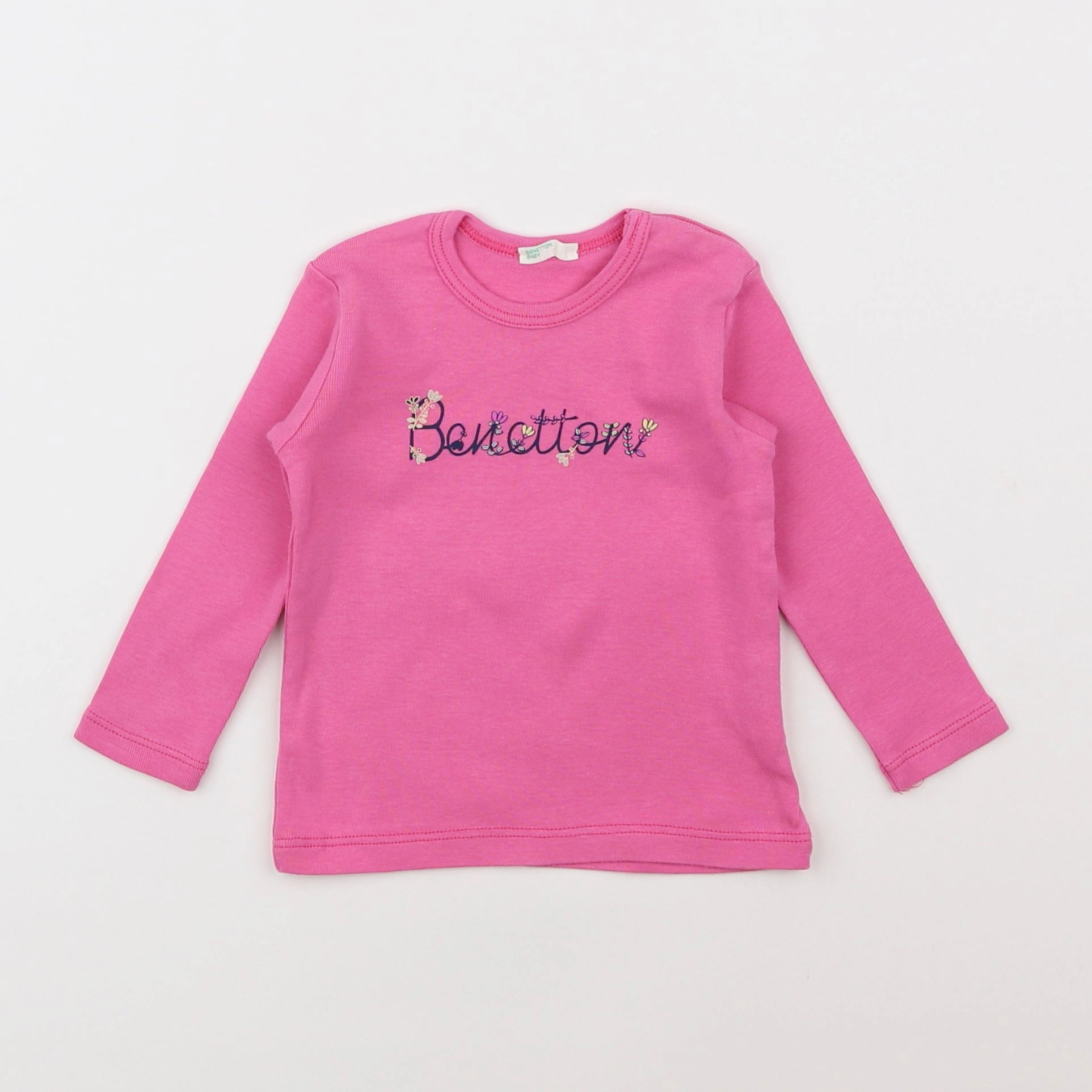 Benetton - tee-shirt rose - 6/9 mois