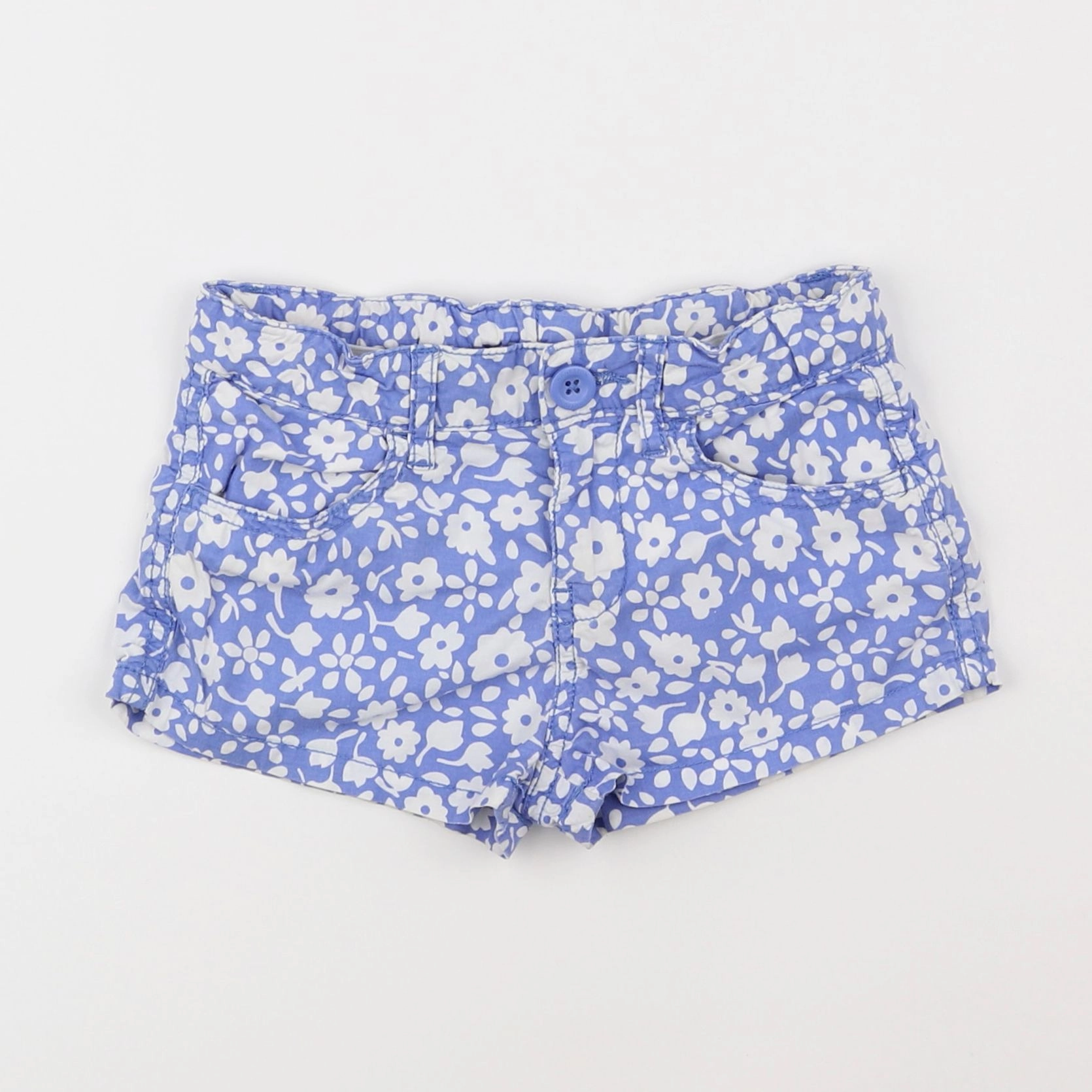 Benetton - short bleu, blanc - 6 ans