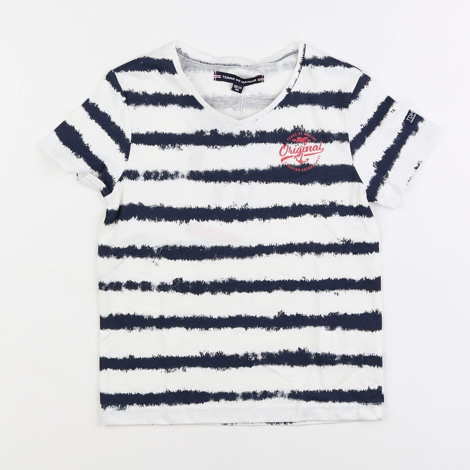 Terre de marins - tee-shirt bleu, blanc - 4 ans