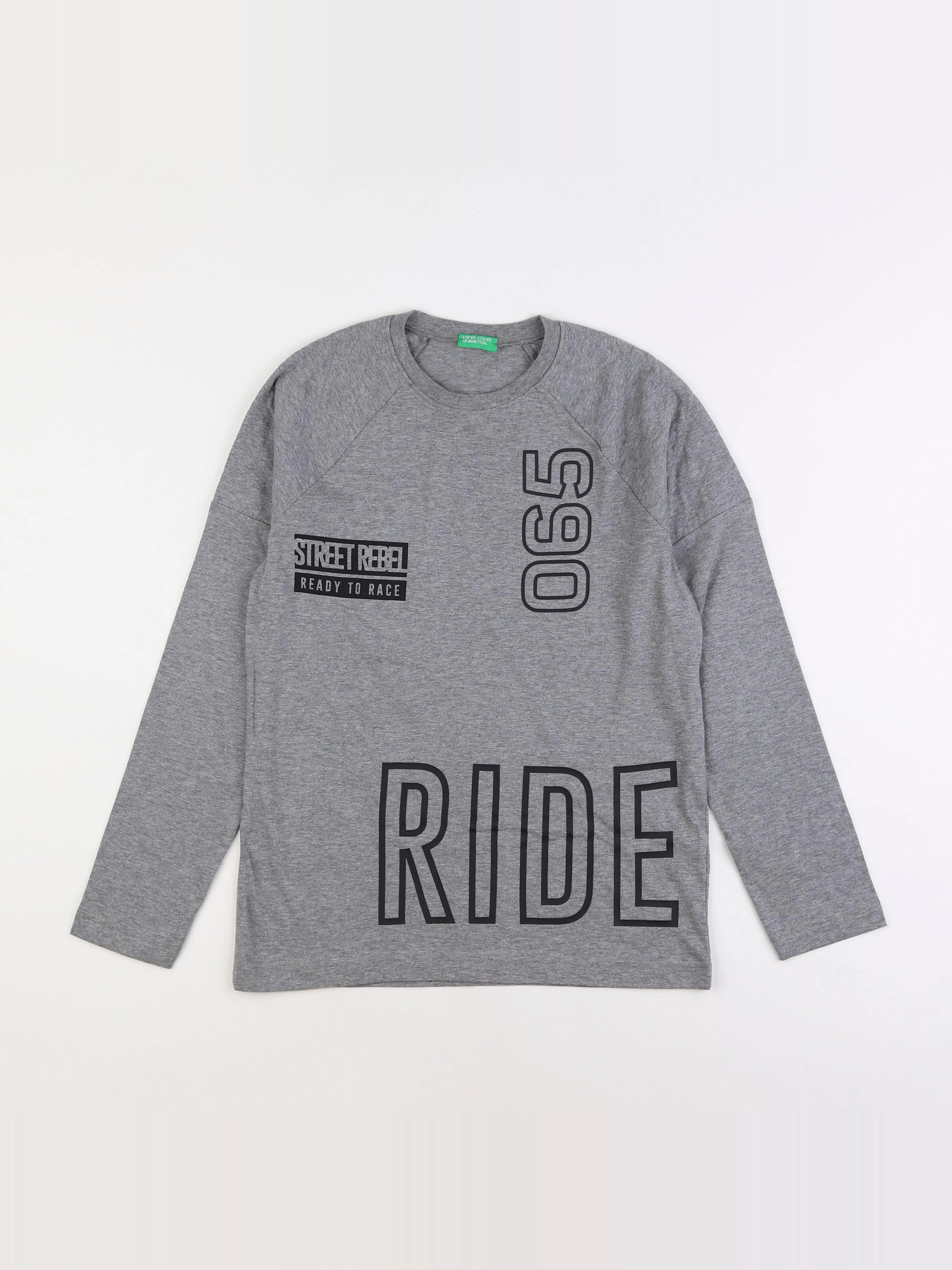 Benetton - tee-shirt gris - 10/11 ans