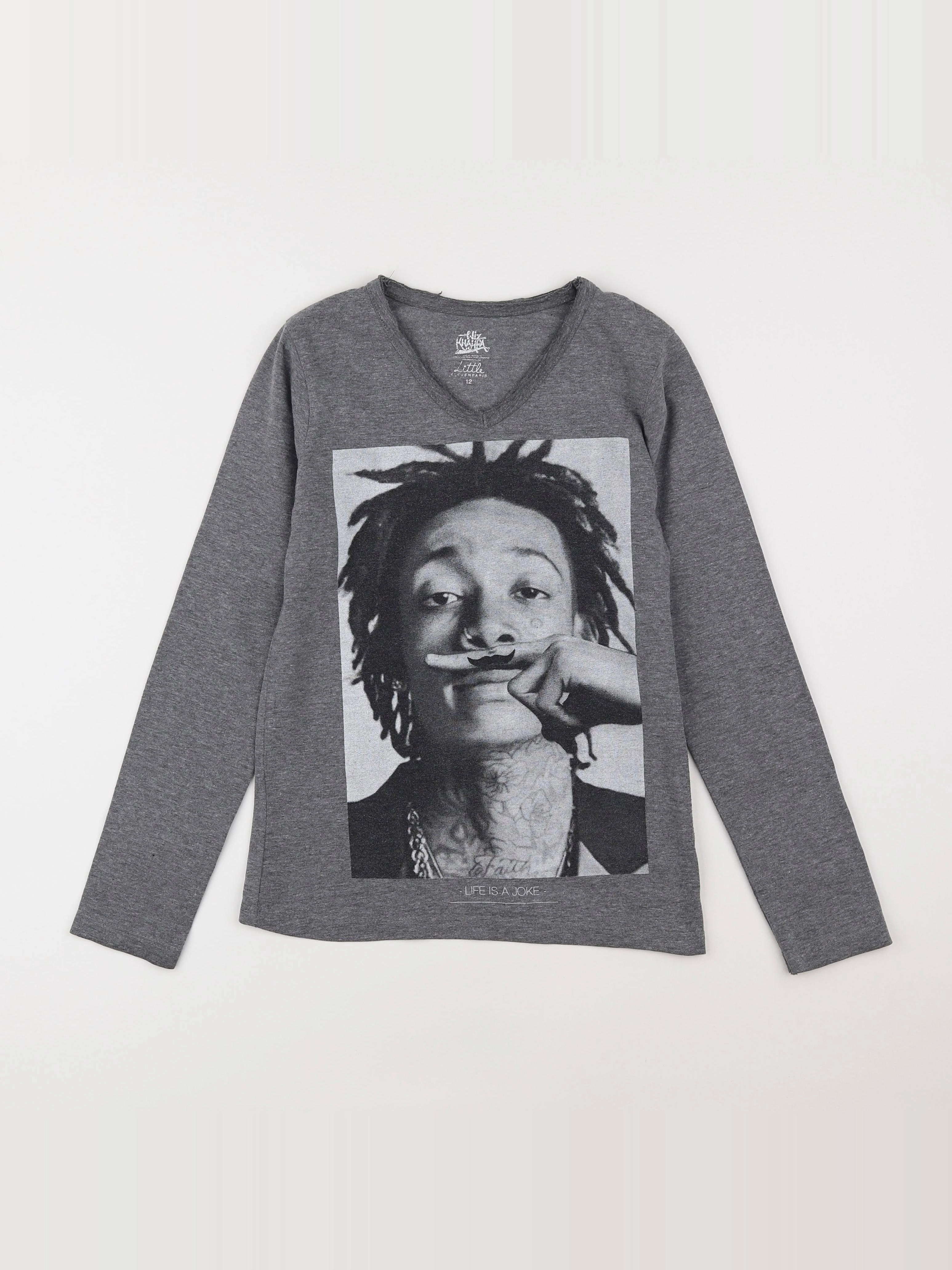Little Eleven Paris - tee-shirt gris - 12 ans