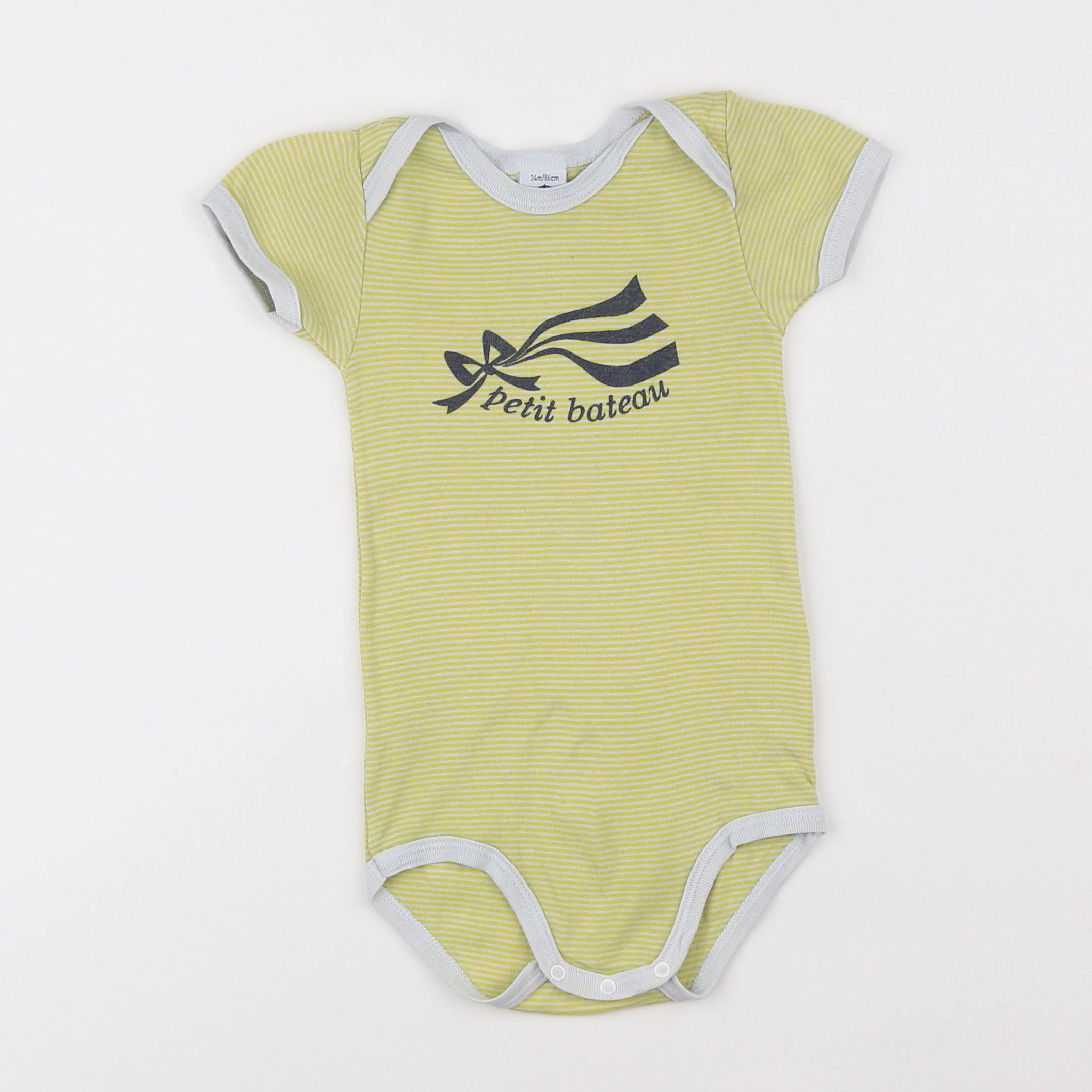 Petit Bateau - body blanc, jaune - 2 ans