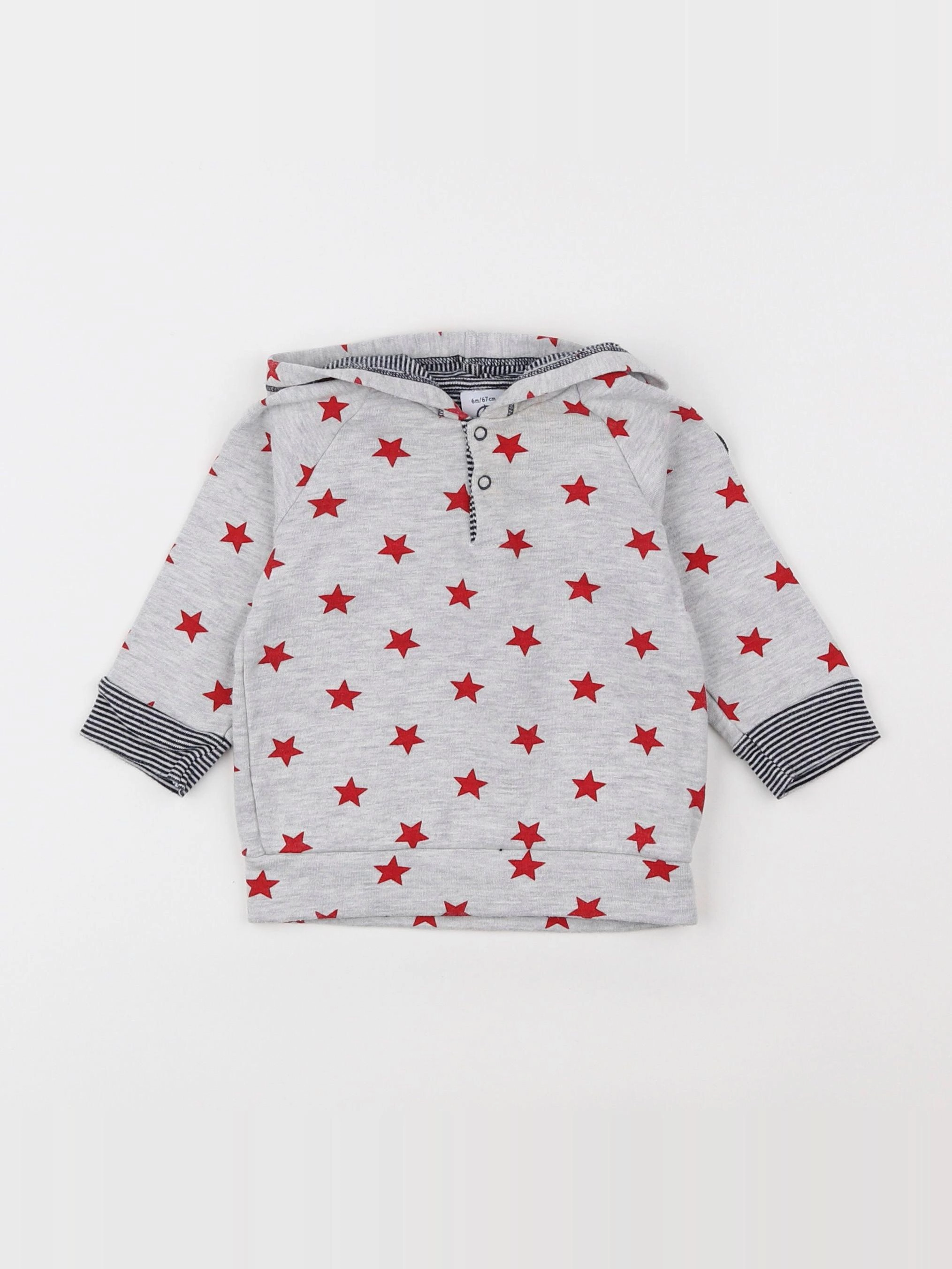 Petit Bateau - tee-shirt gris, rouge - 6 mois