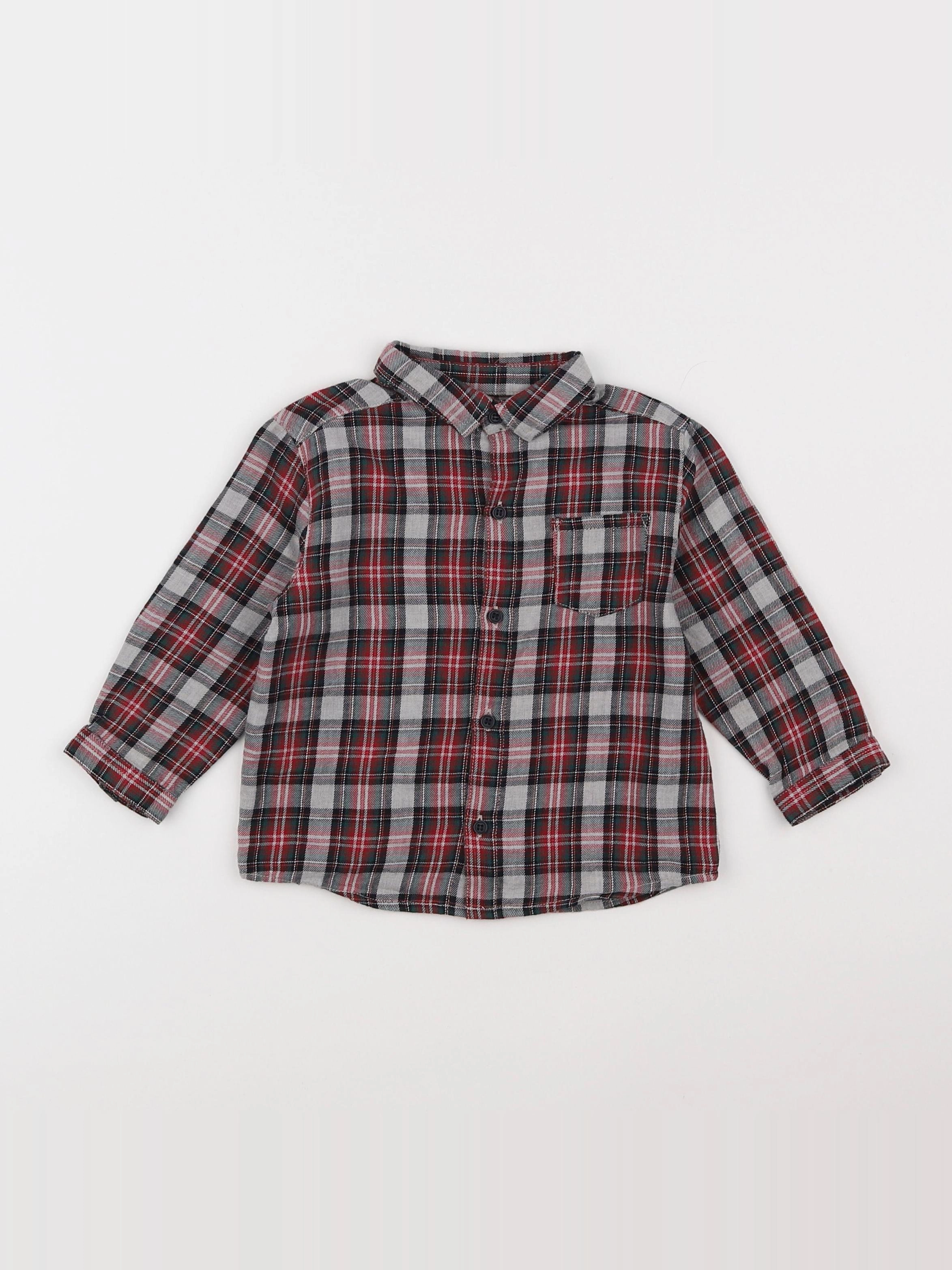 Boutchou - chemise blanc, rouge - 12 mois