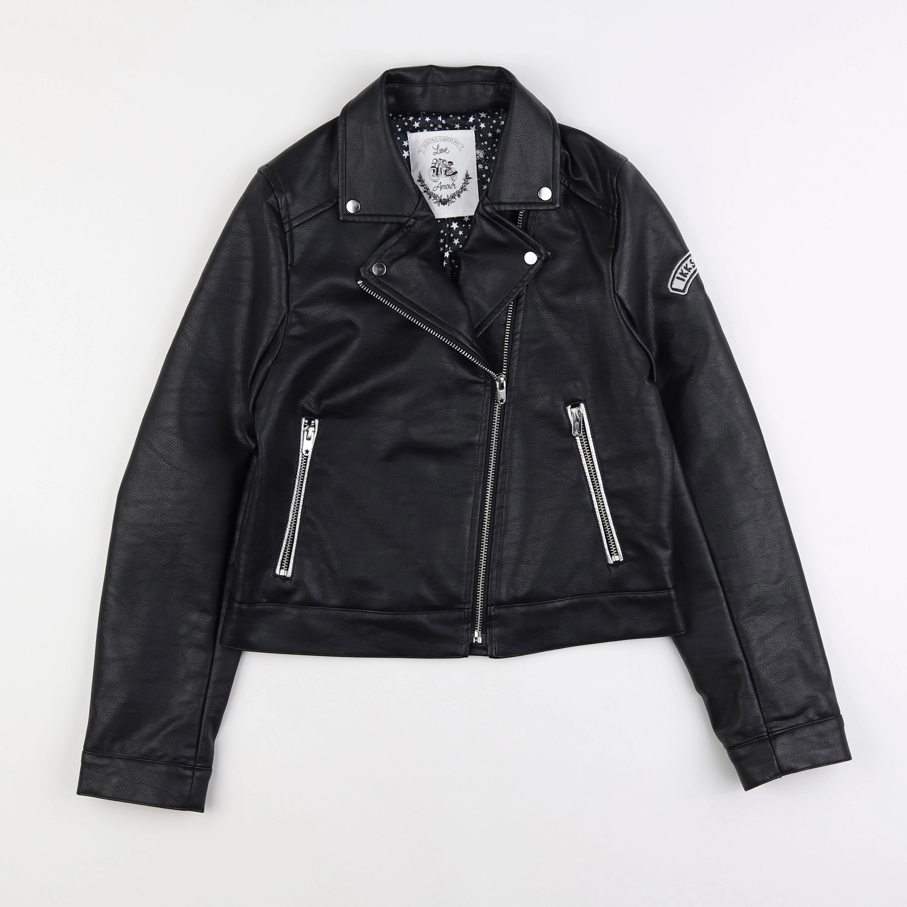 IKKS - veste simili cuir noir - 10 ans