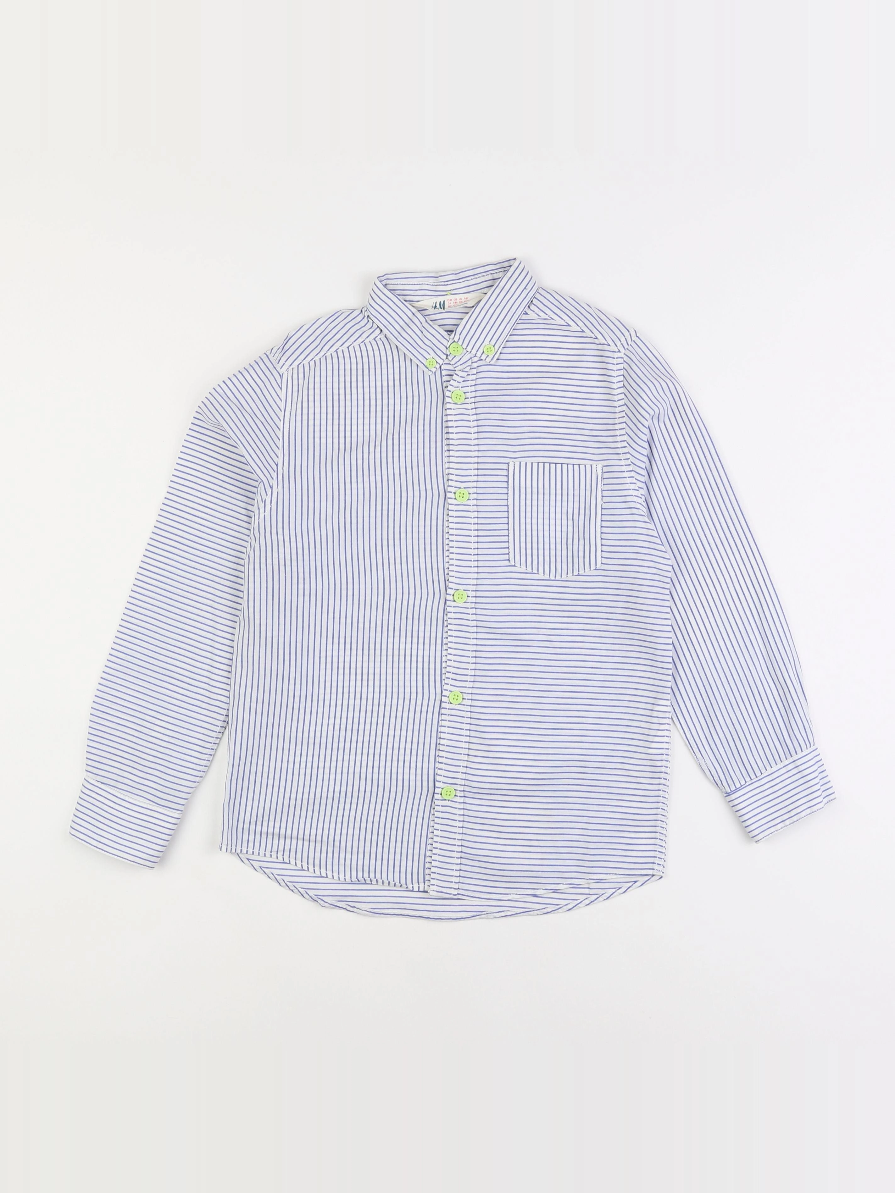 H&M - chemise blanc, bleu - 7/8 ans