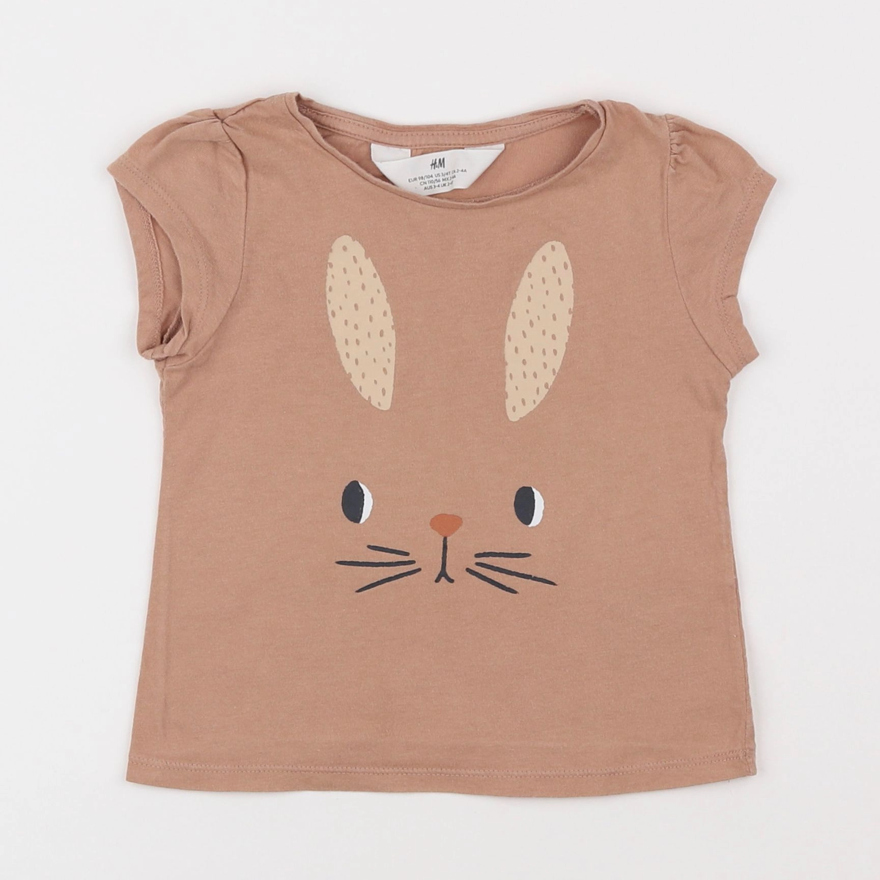 H&M - tee-shirt marron - 3/4 ans