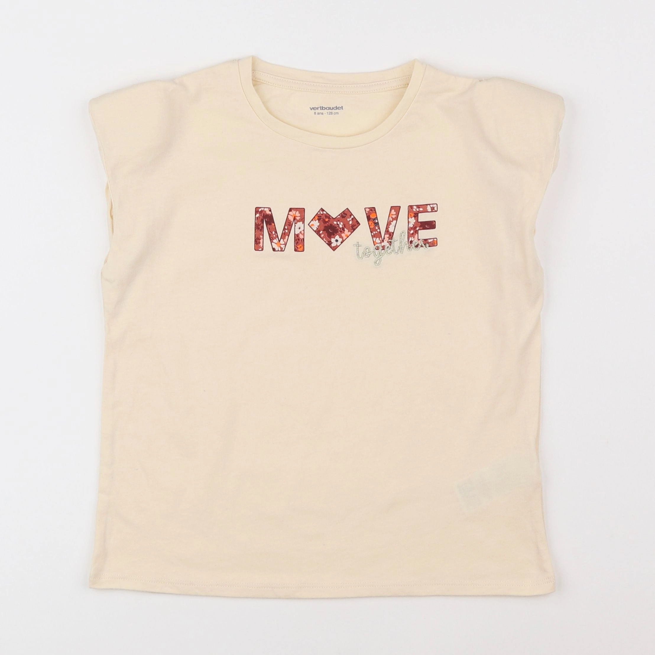 Vertbaudet - tee-shirt beige - 8 ans