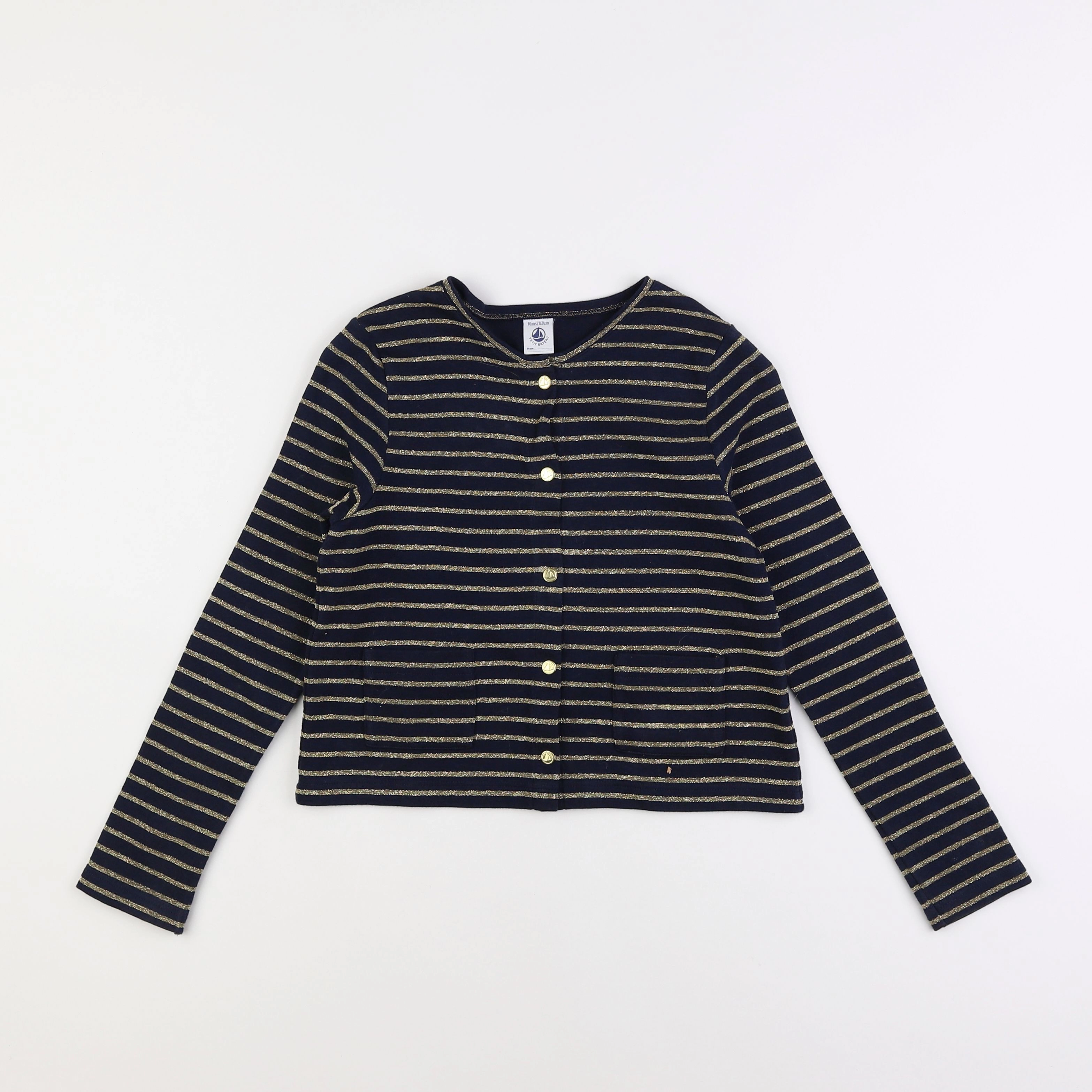 Petit Bateau - sweat or, noir - 10 ans