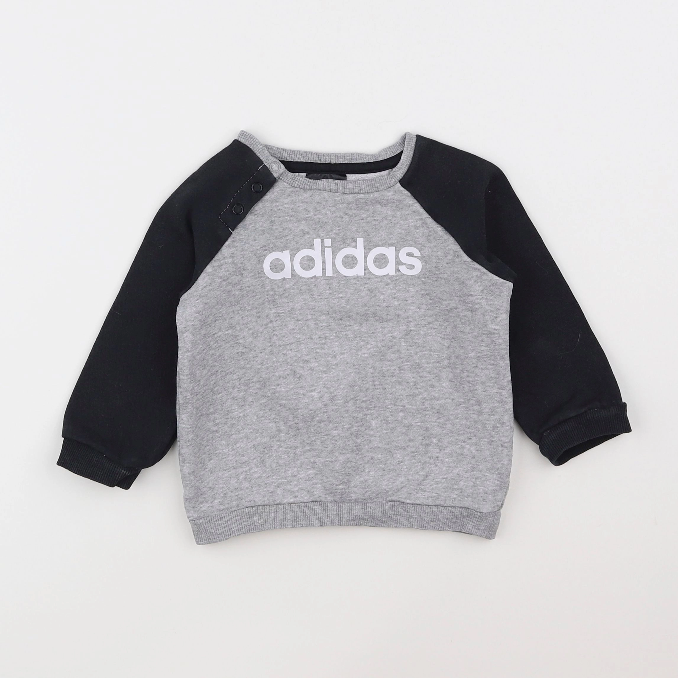 Adidas - sweat gris, noir - 12 mois