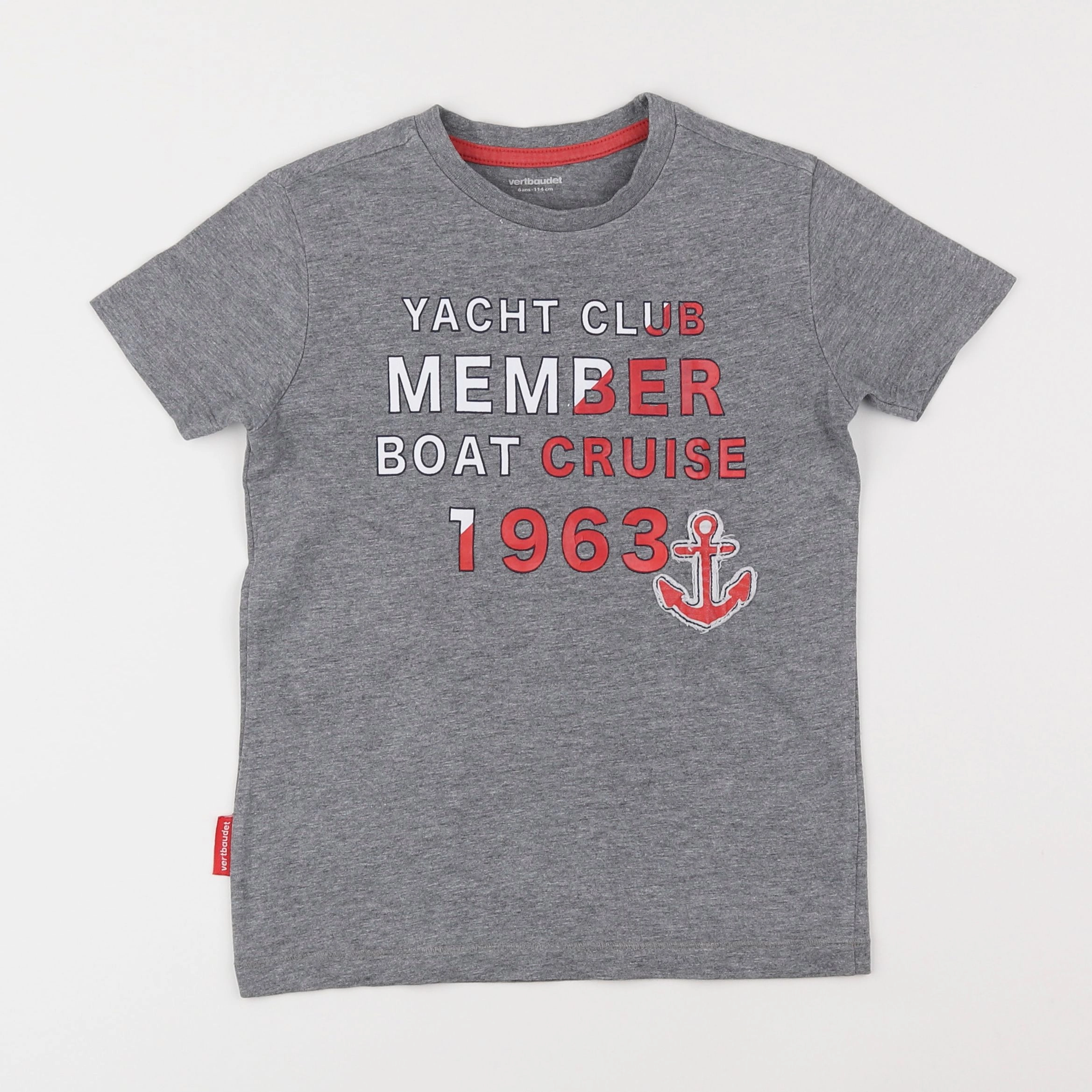 Vertbaudet - tee-shirt gris, rouge - 6 ans