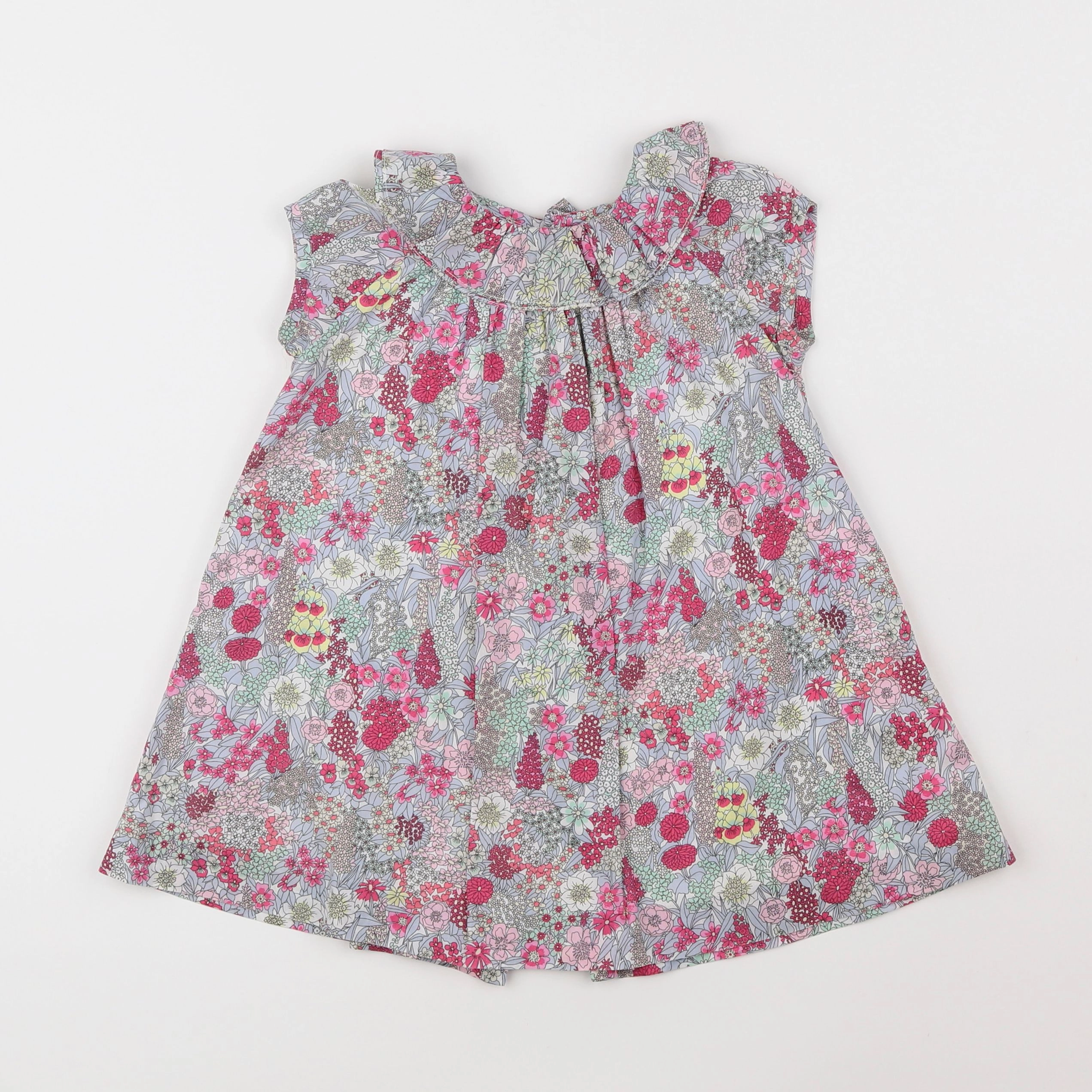 Jacadi - robe liberty rose, vert - 2 ans