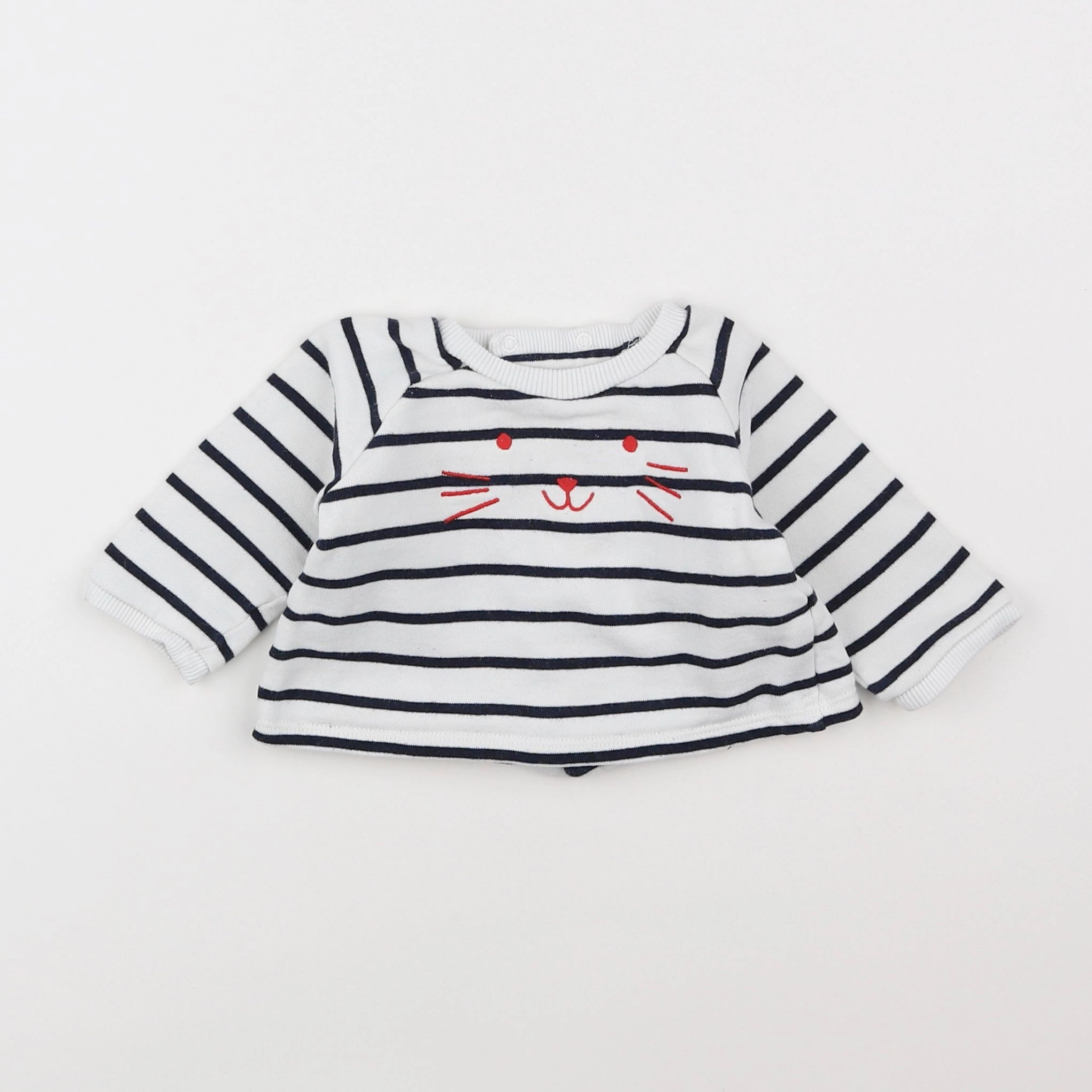 Boutchou - sweat bleu, blanc - 3 mois