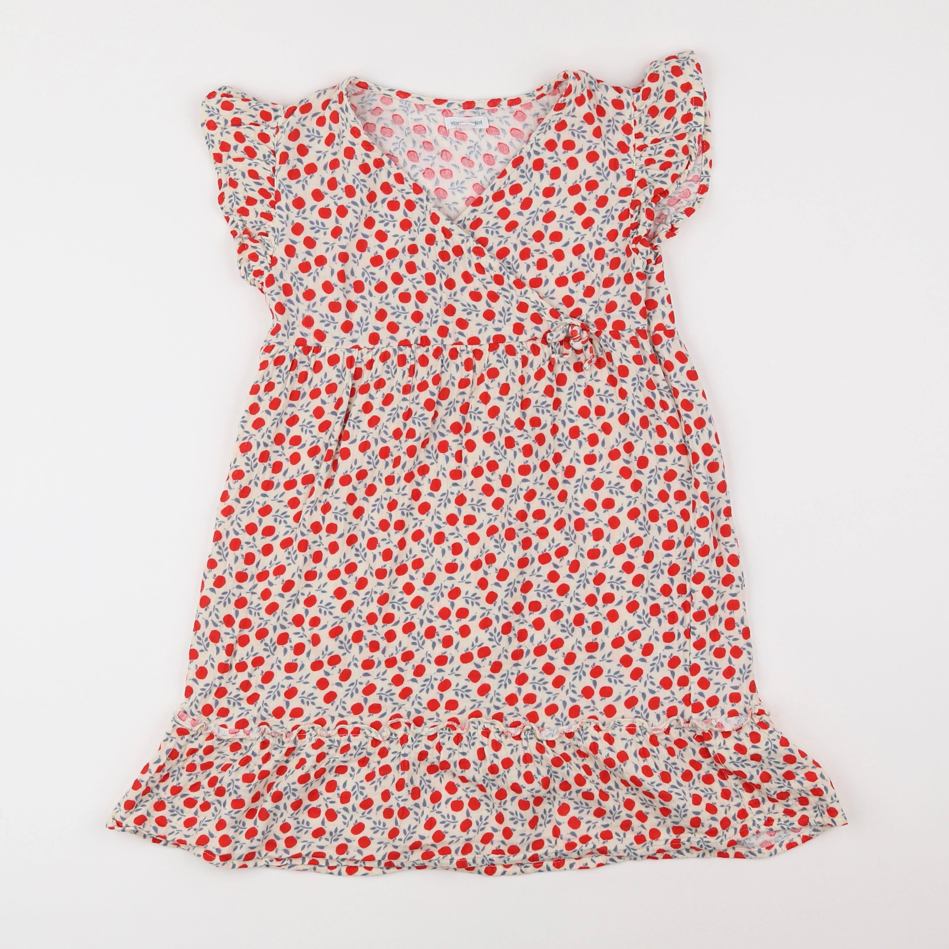 Vertbaudet - robe rouge, beige - 9 ans