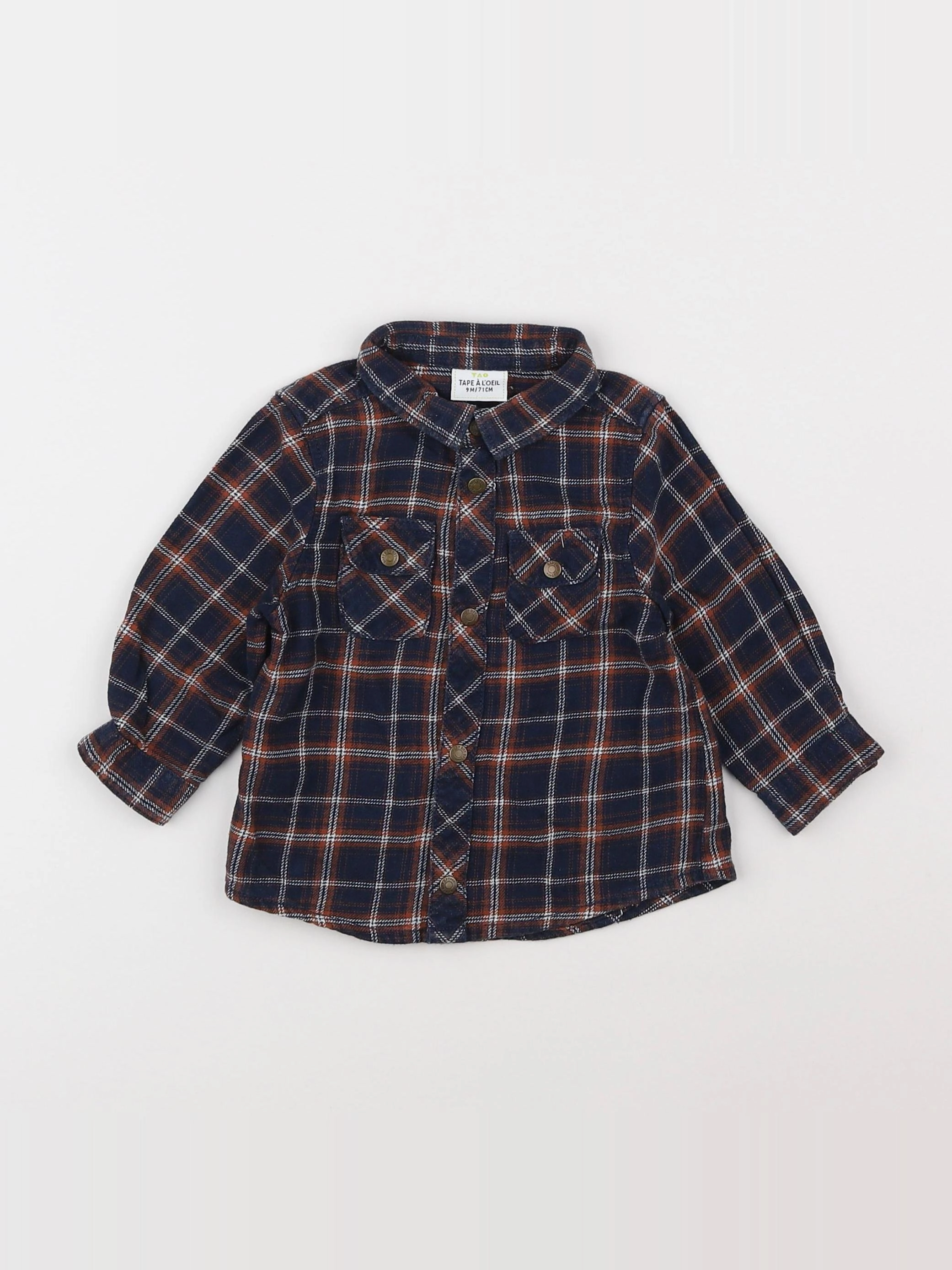 Tape à l'oeil - chemise bleu, marron - 9 mois