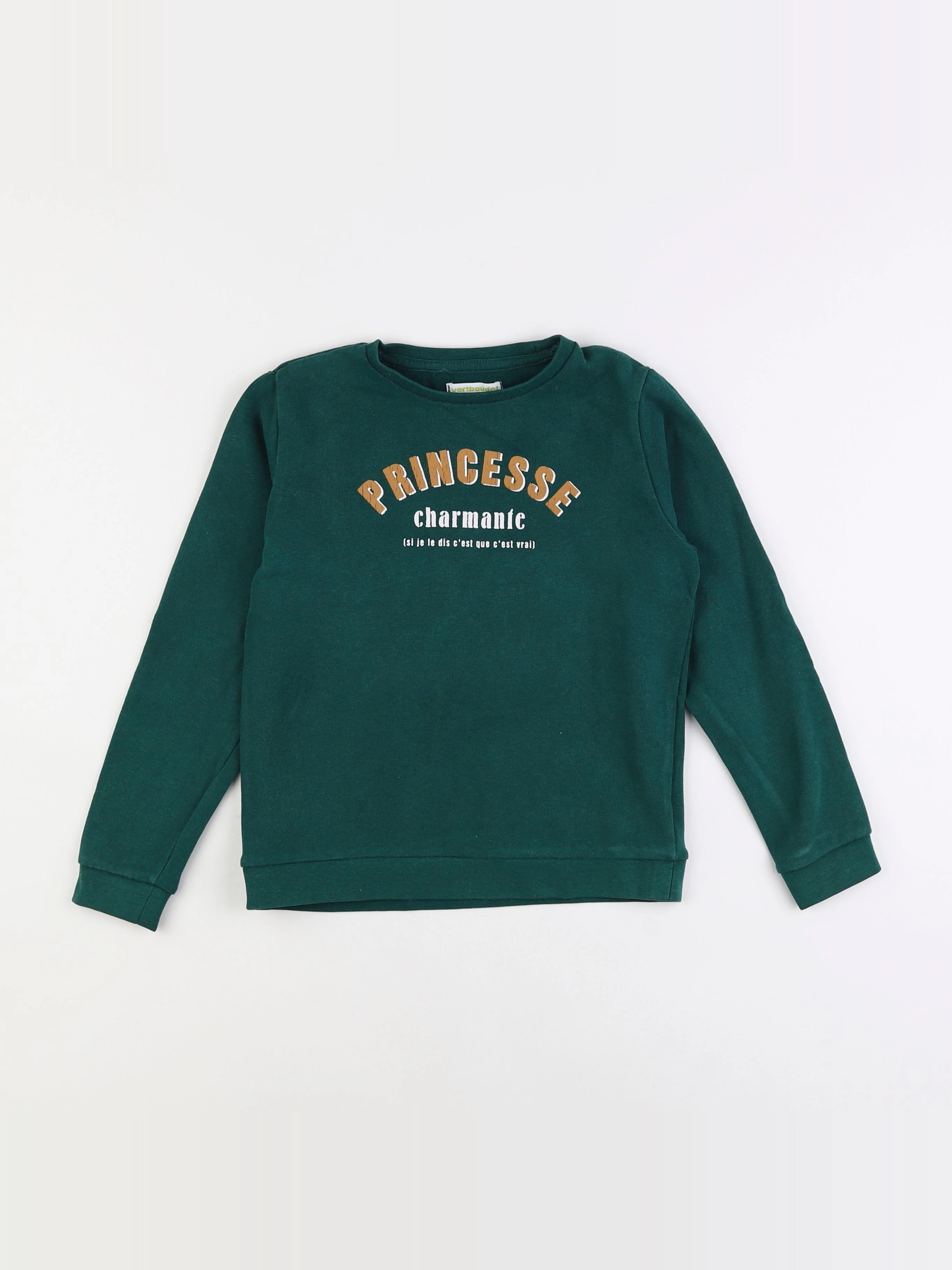 Vertbaudet - sweat vert - 8 ans