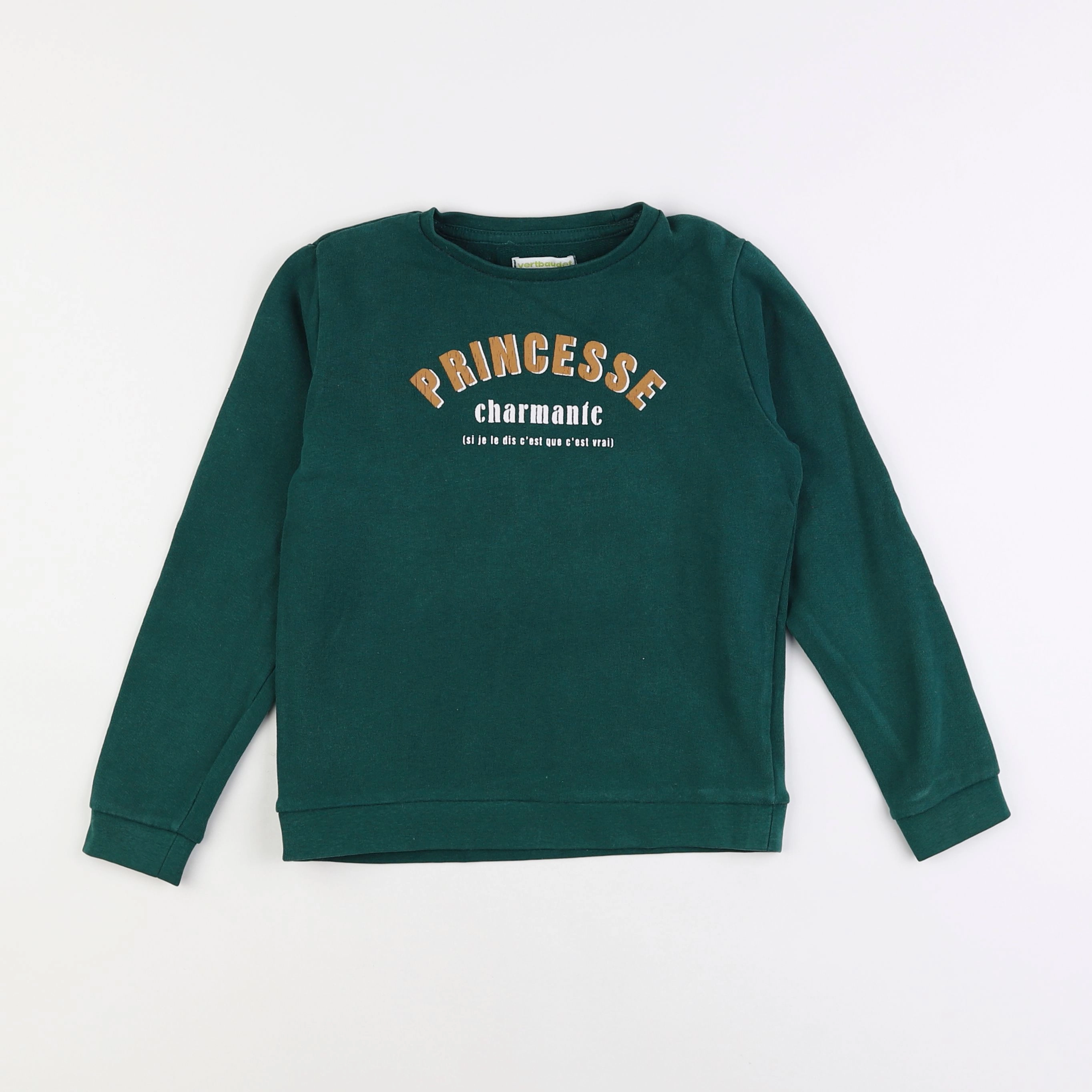 Vertbaudet - sweat vert - 8 ans