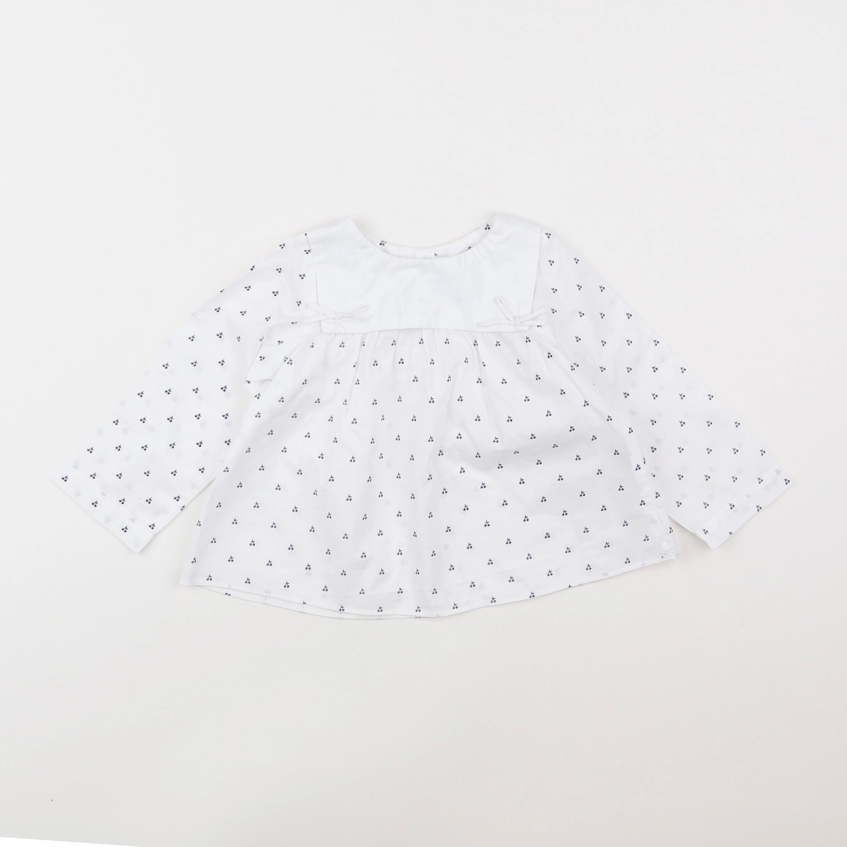 Jacadi - blouse blanc, bleu - 18 mois