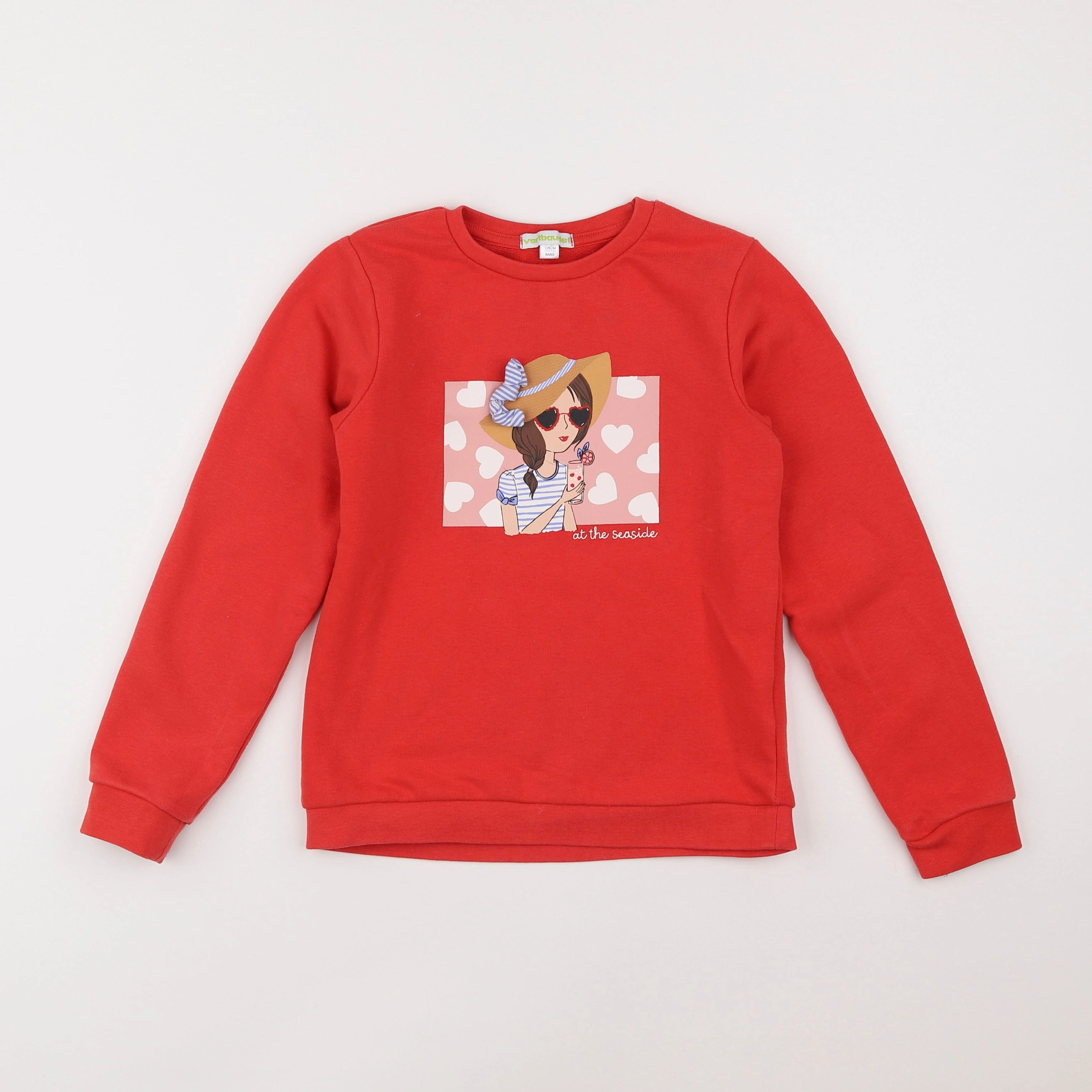 Vertbaudet - sweat rouge - 8 ans