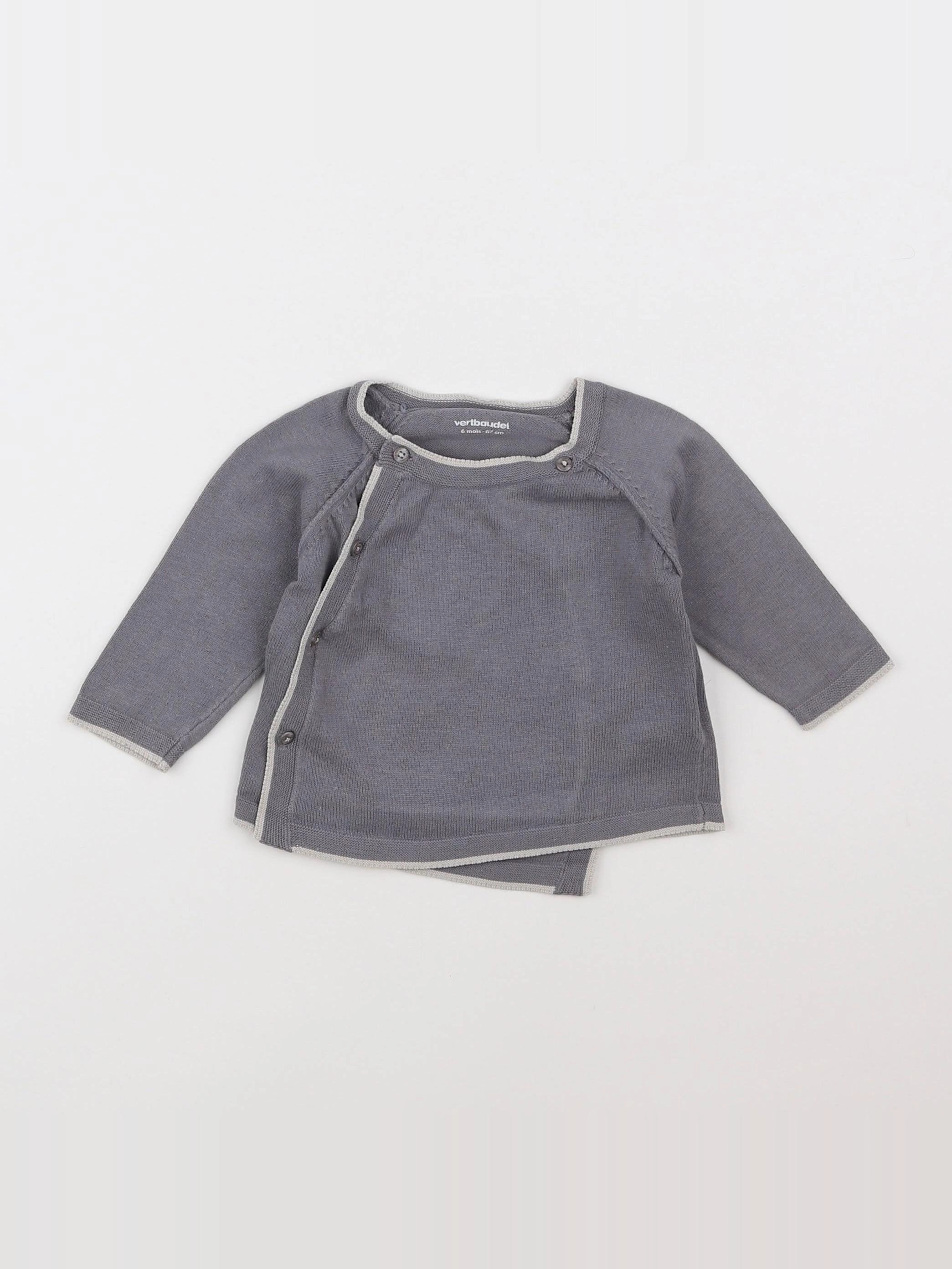 Vertbaudet - pull gris - 6 mois
