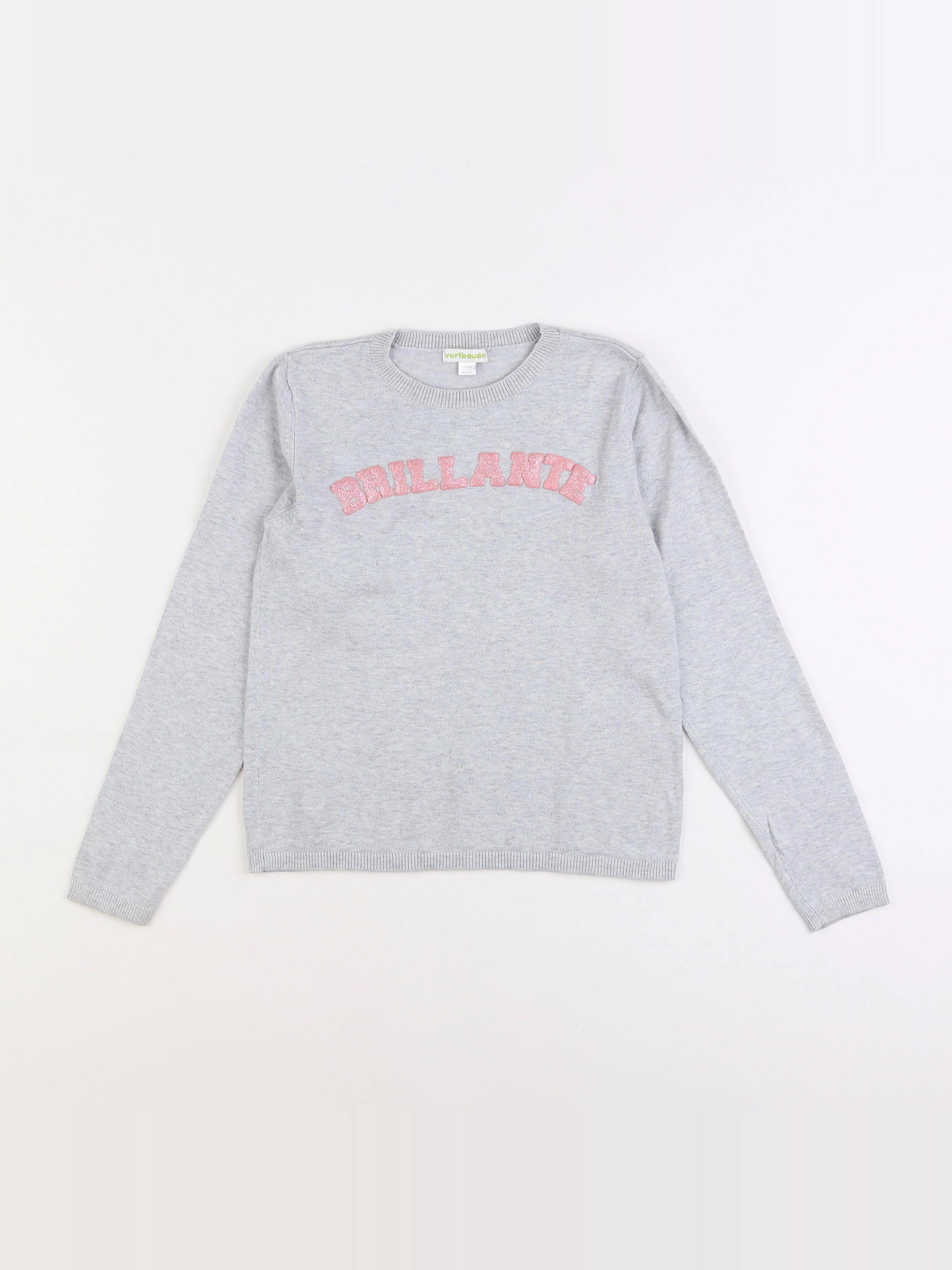 Vertbaudet - pull gris - 8 ans