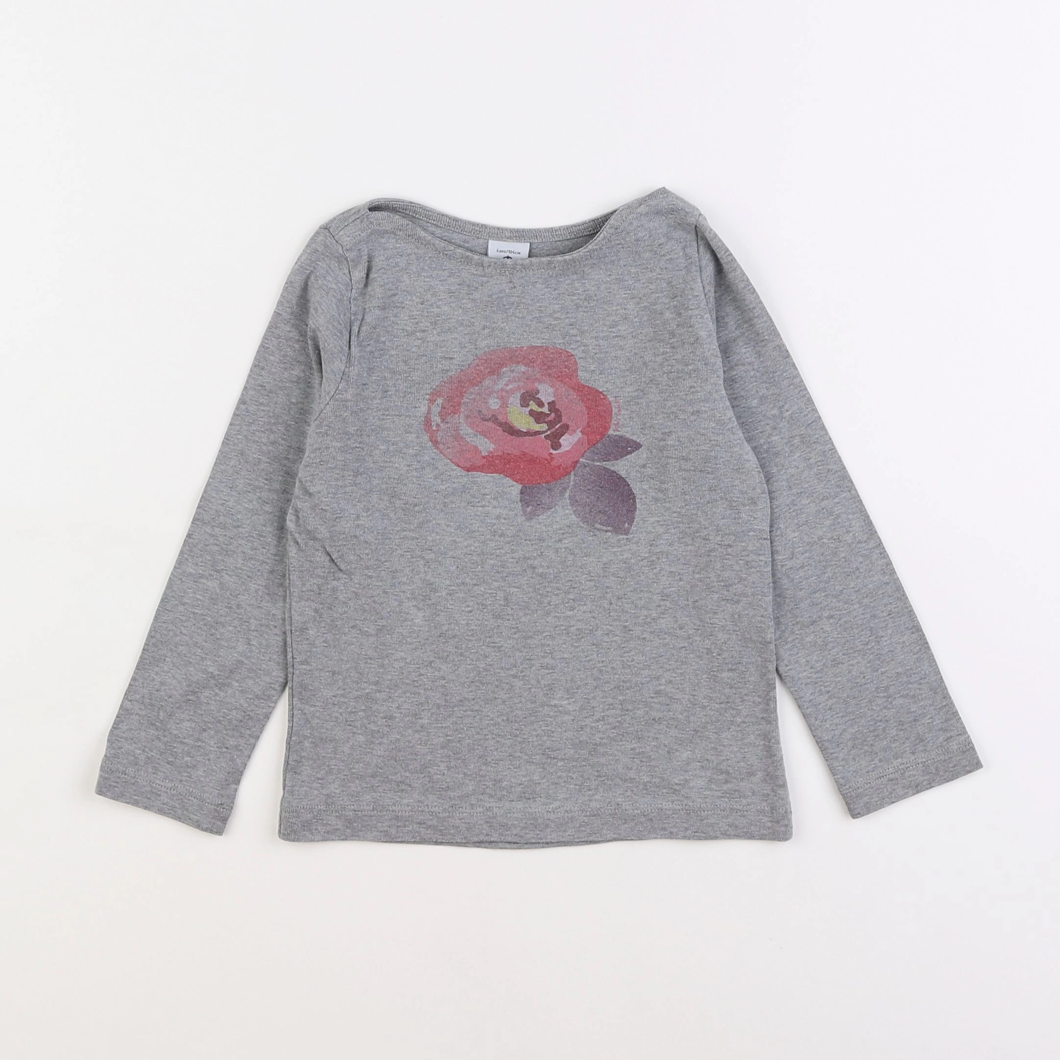 Petit Bateau - tee-shirt gris - 4 ans