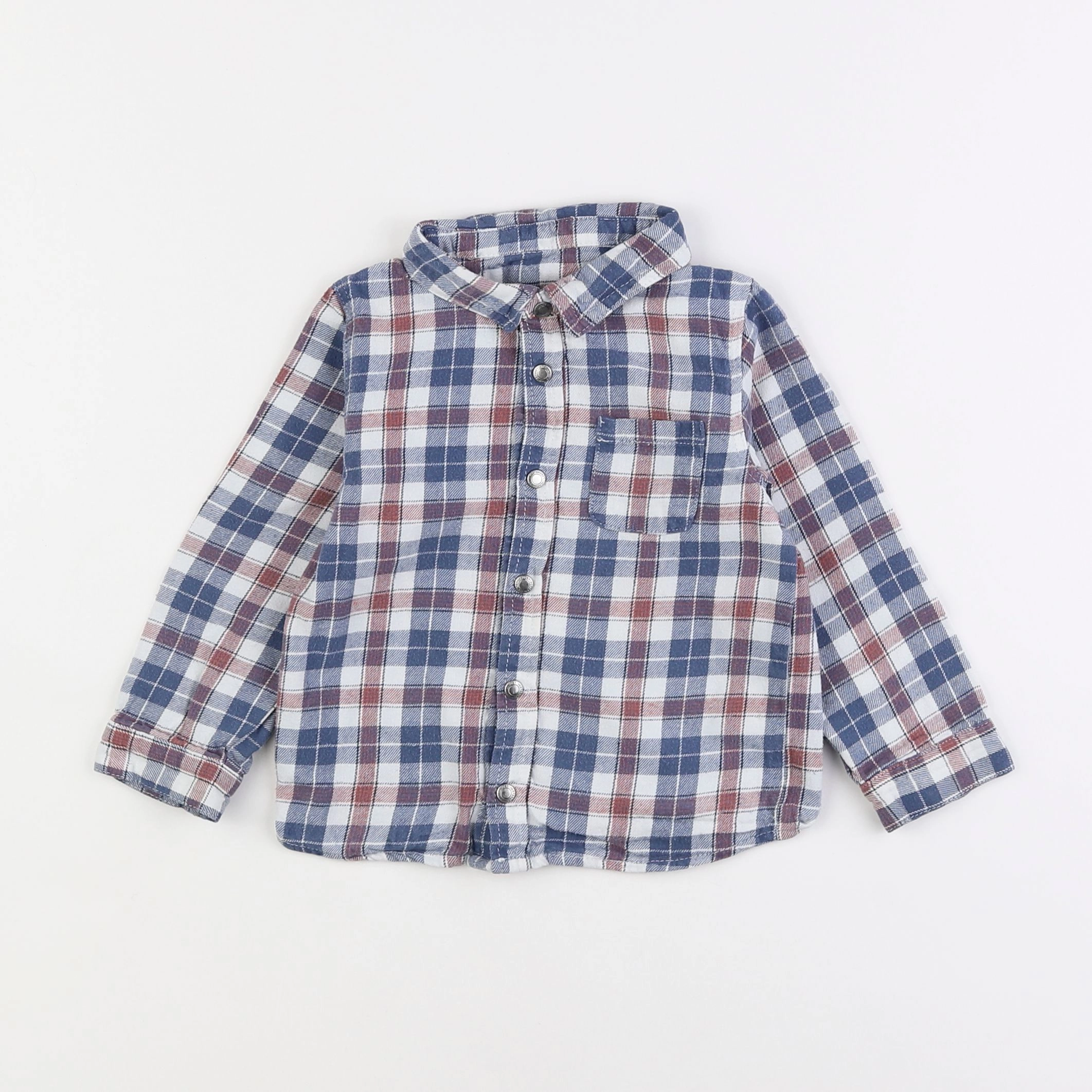 Vertbaudet - chemise bleu, orange - 2 ans