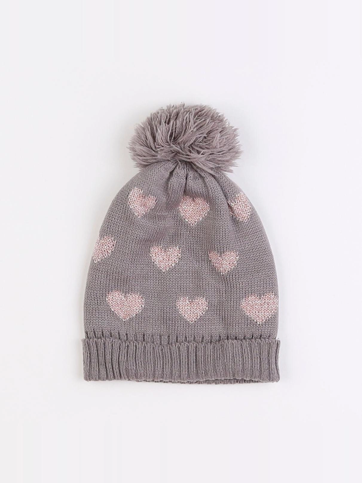 Benetton - bonnet gris, rose - 2 ans