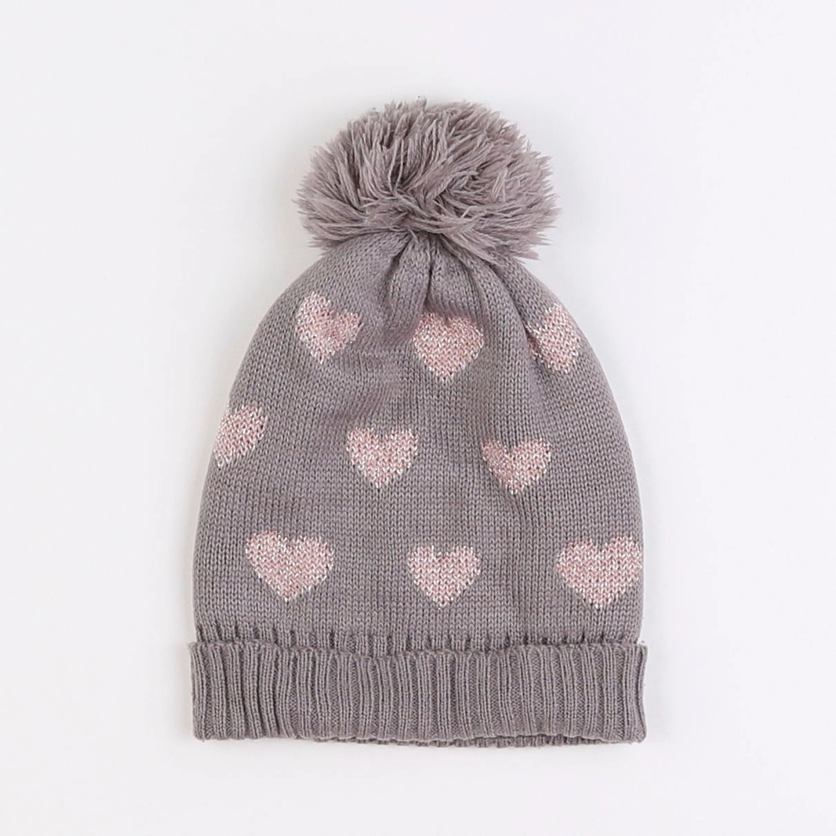 Benetton - bonnet gris, rose - 2 ans