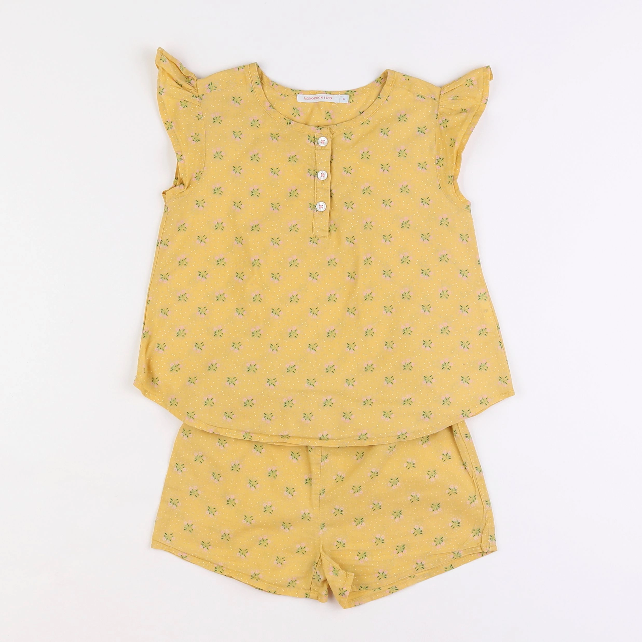 Monoprix - pyjama coton jaune - 4 ans