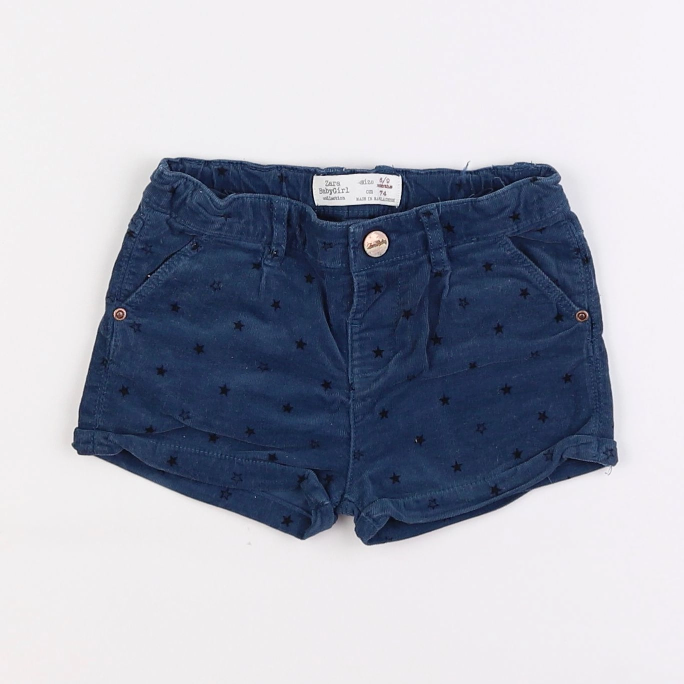 Zara - short bleu - 6/9 mois