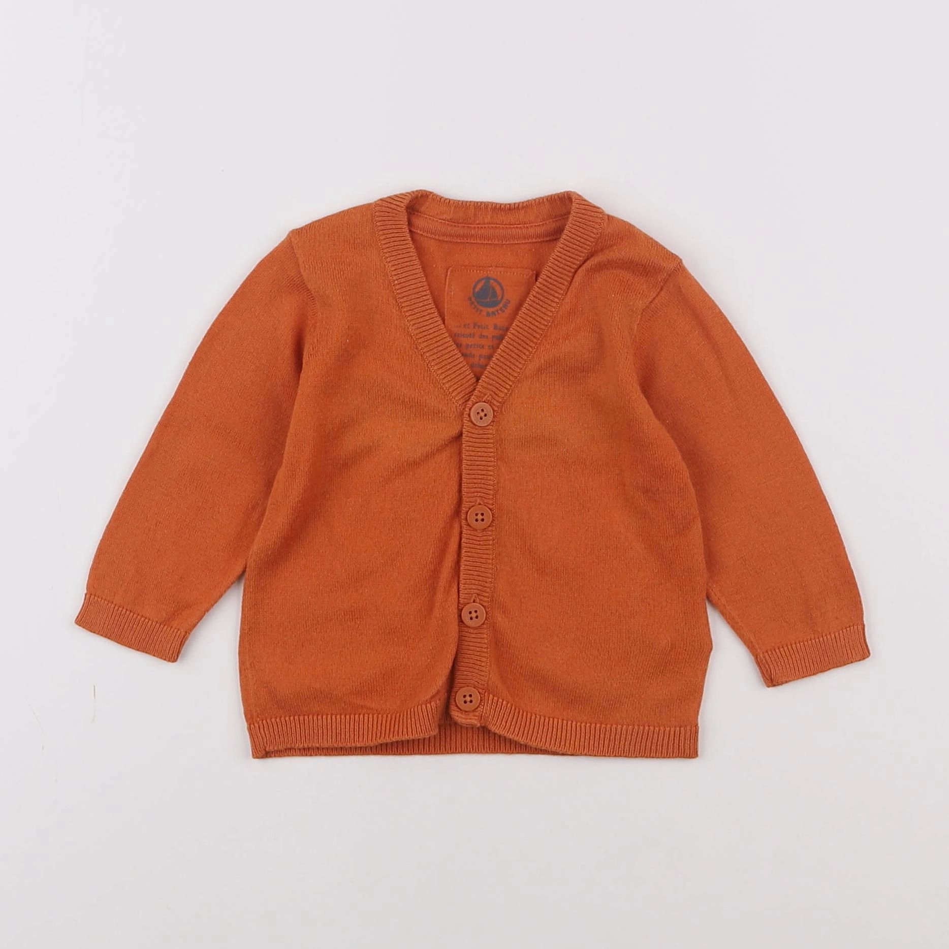 Petit Bateau - gilet orange - 6 mois