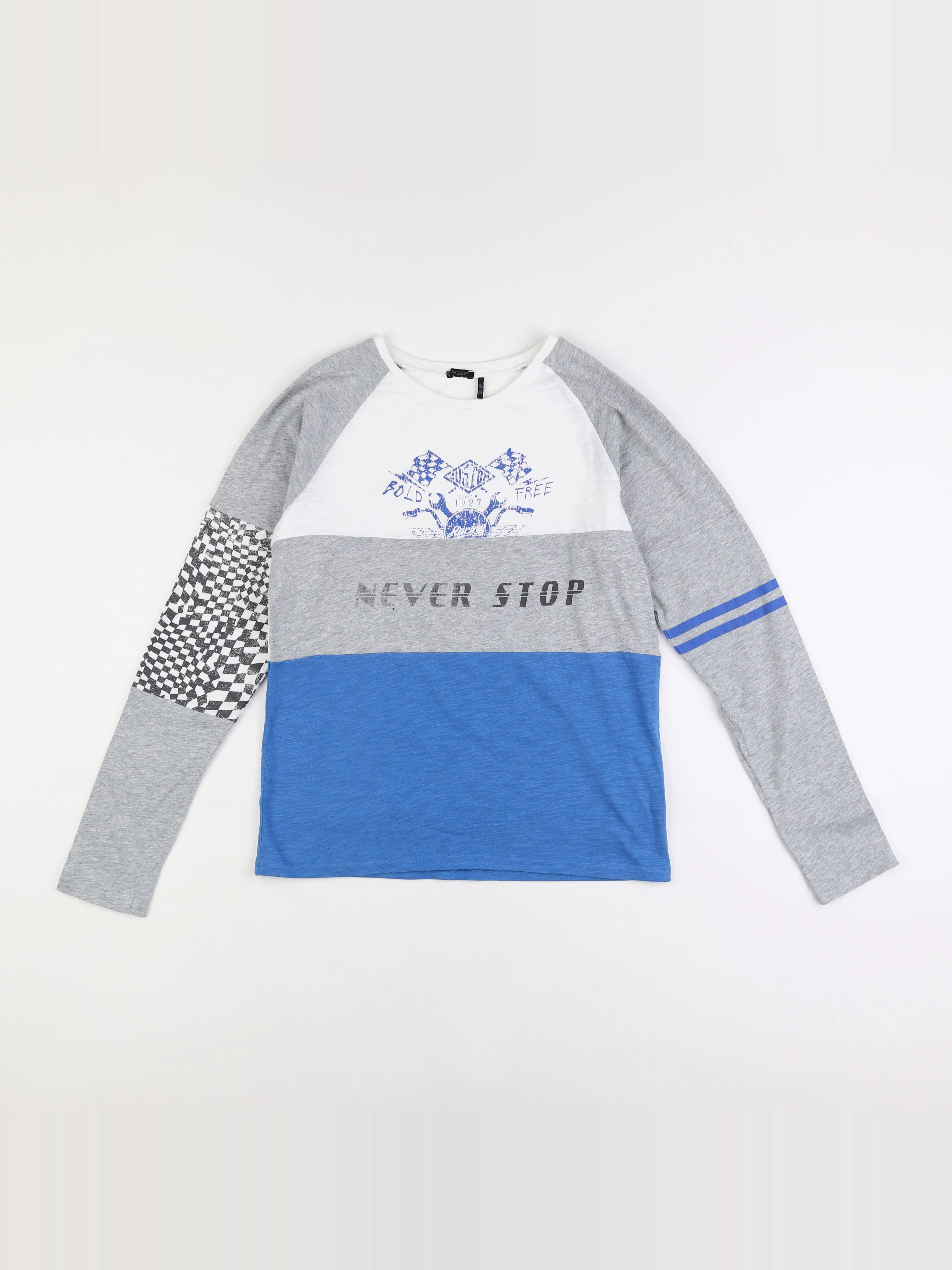 IKKS - tee-shirt bleu, gris - 14 ans