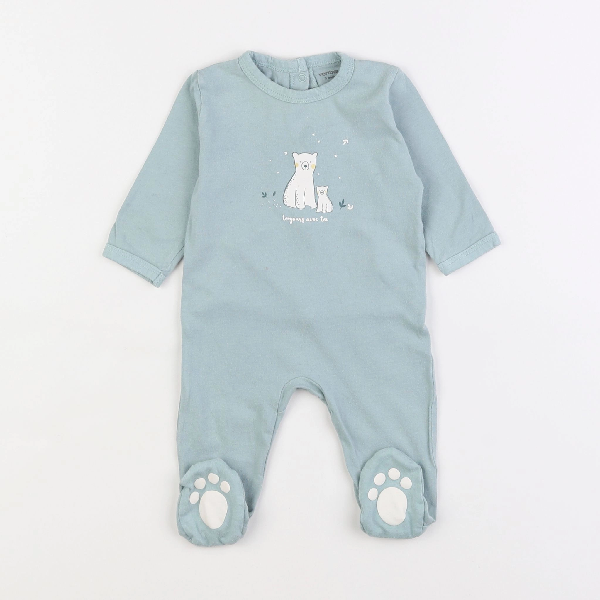 Vertbaudet - pyjama coton bleu - 3 mois