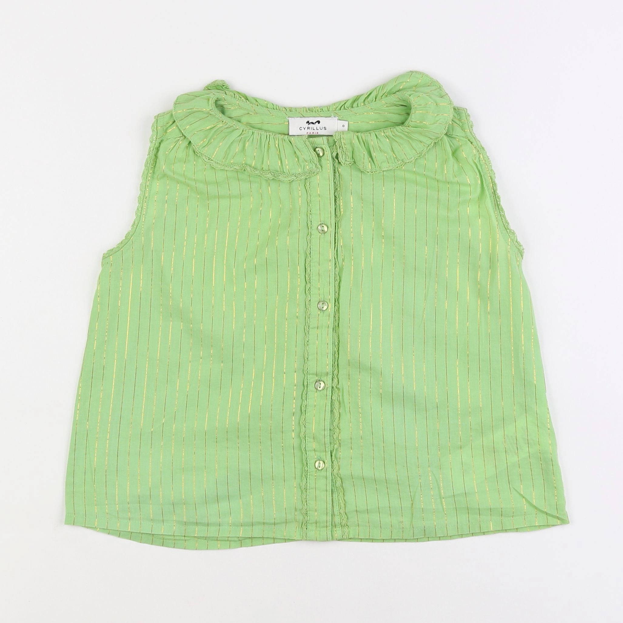 Cyrillus - blouse vert, or - 8 ans